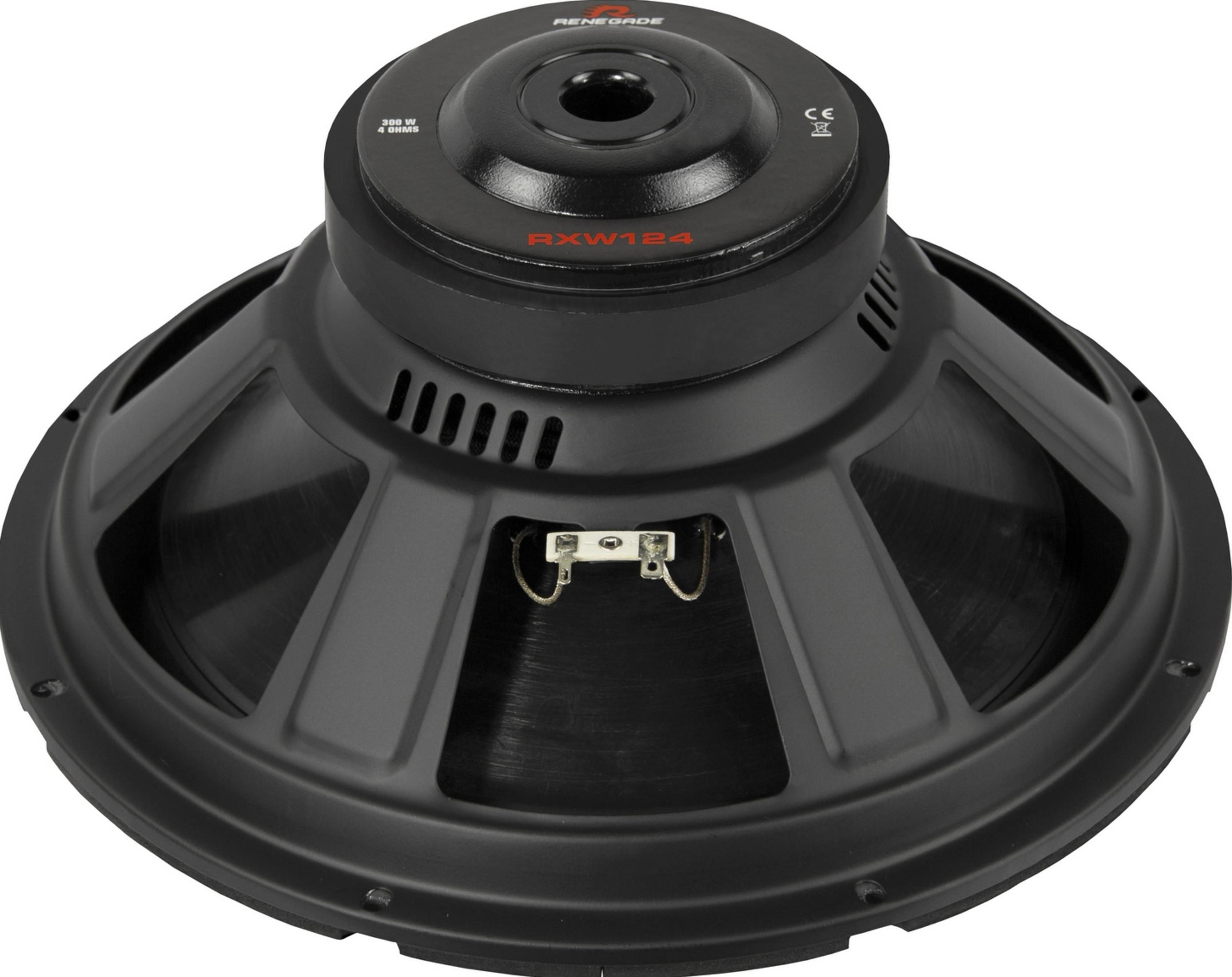 Schwarzer Subwoofer mit Renegade-Logo, 300W, 4 Ohm, RXW12.