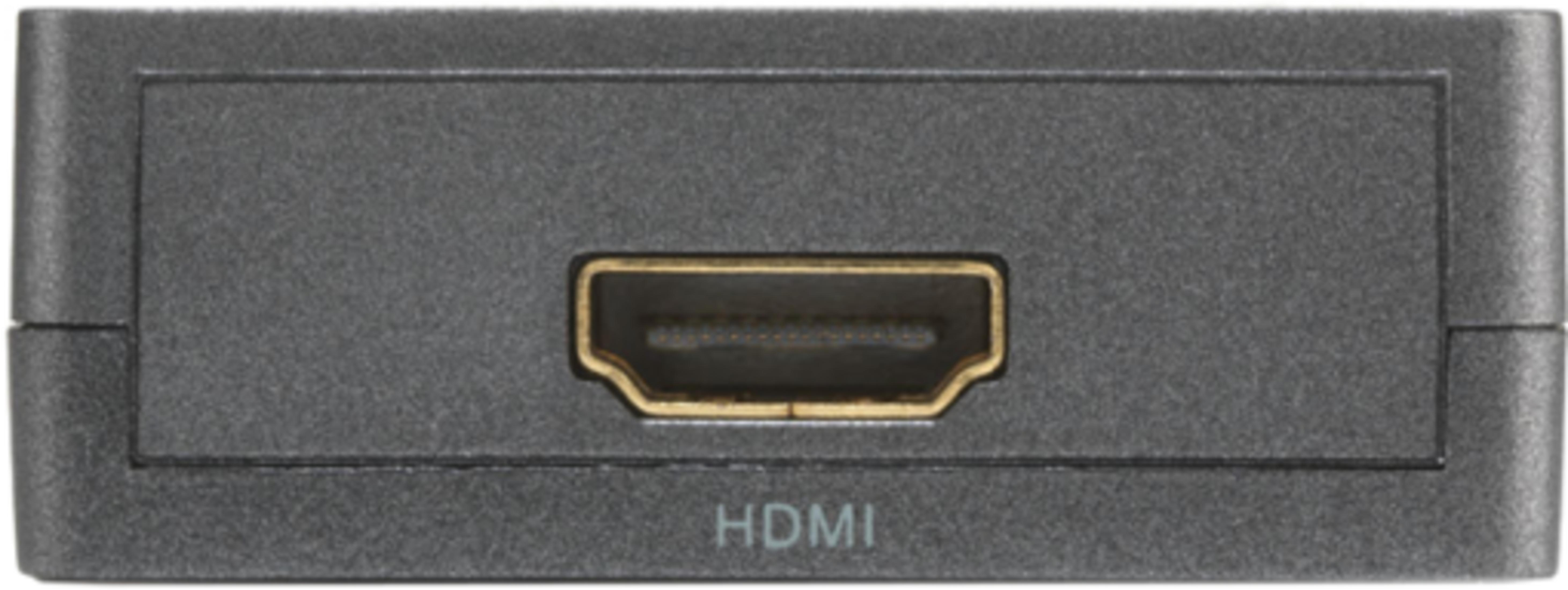 Primo piano di una porta HDMI su un involucro grigio.