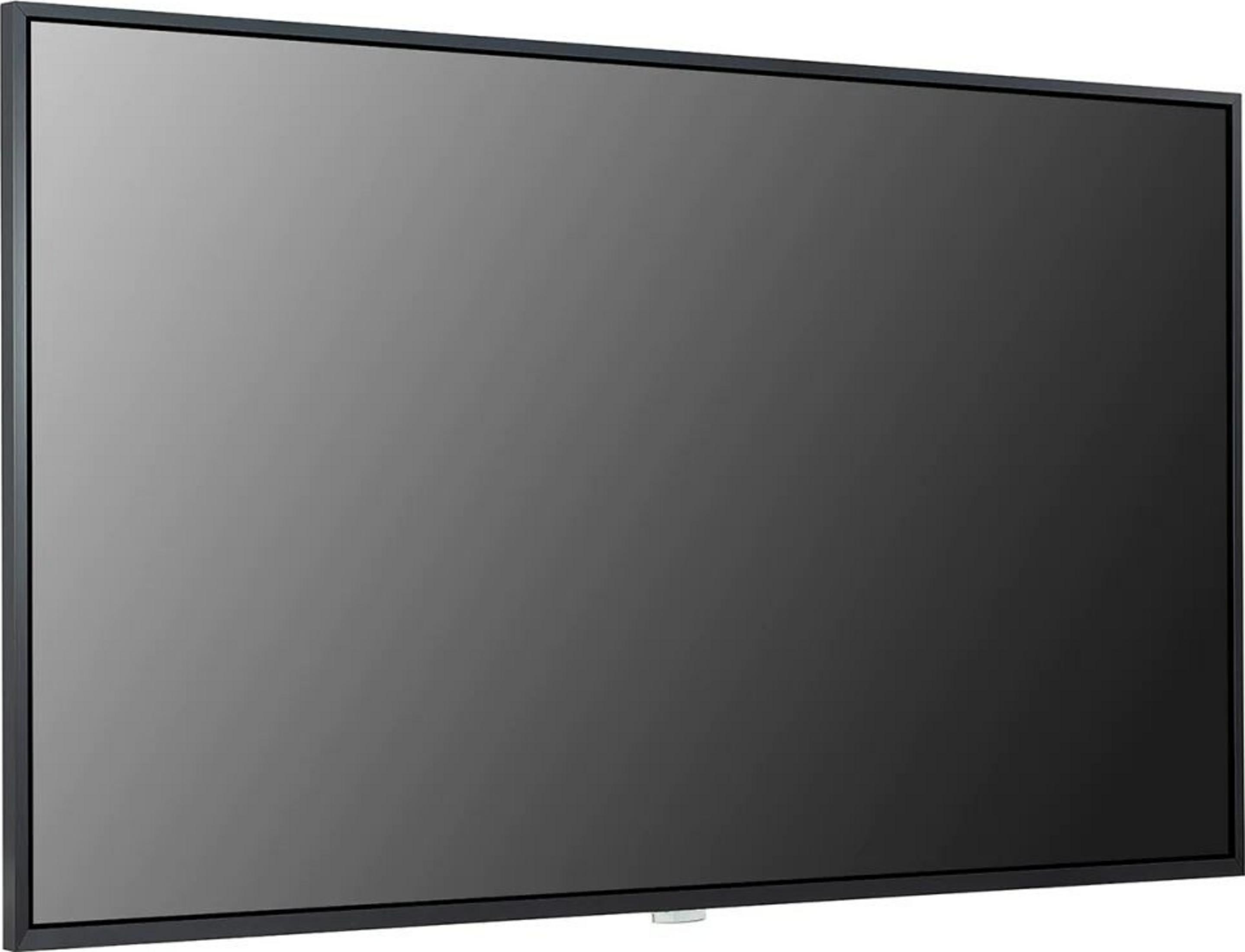 Un monitor plano grande y oscuro con marco negro.