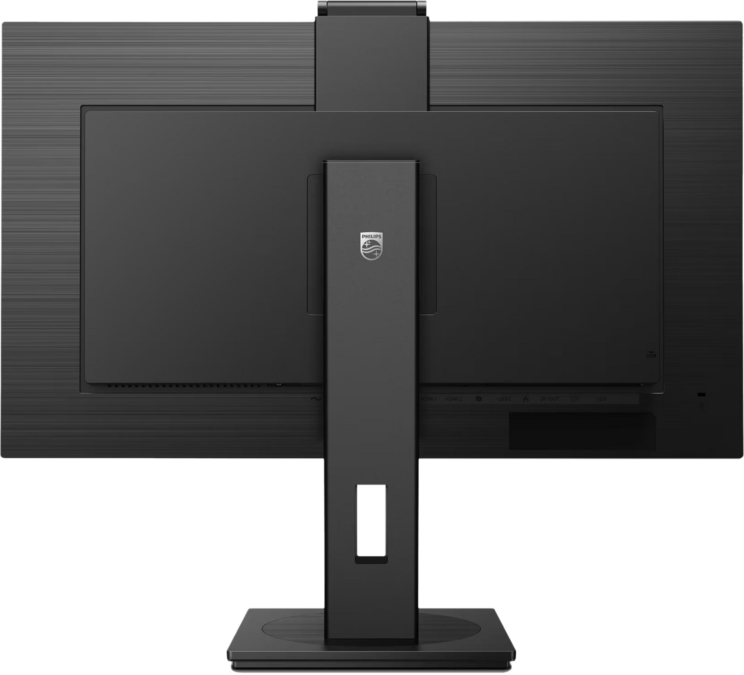Vue arrière d'un moniteur noir avec logo Philips et ports.