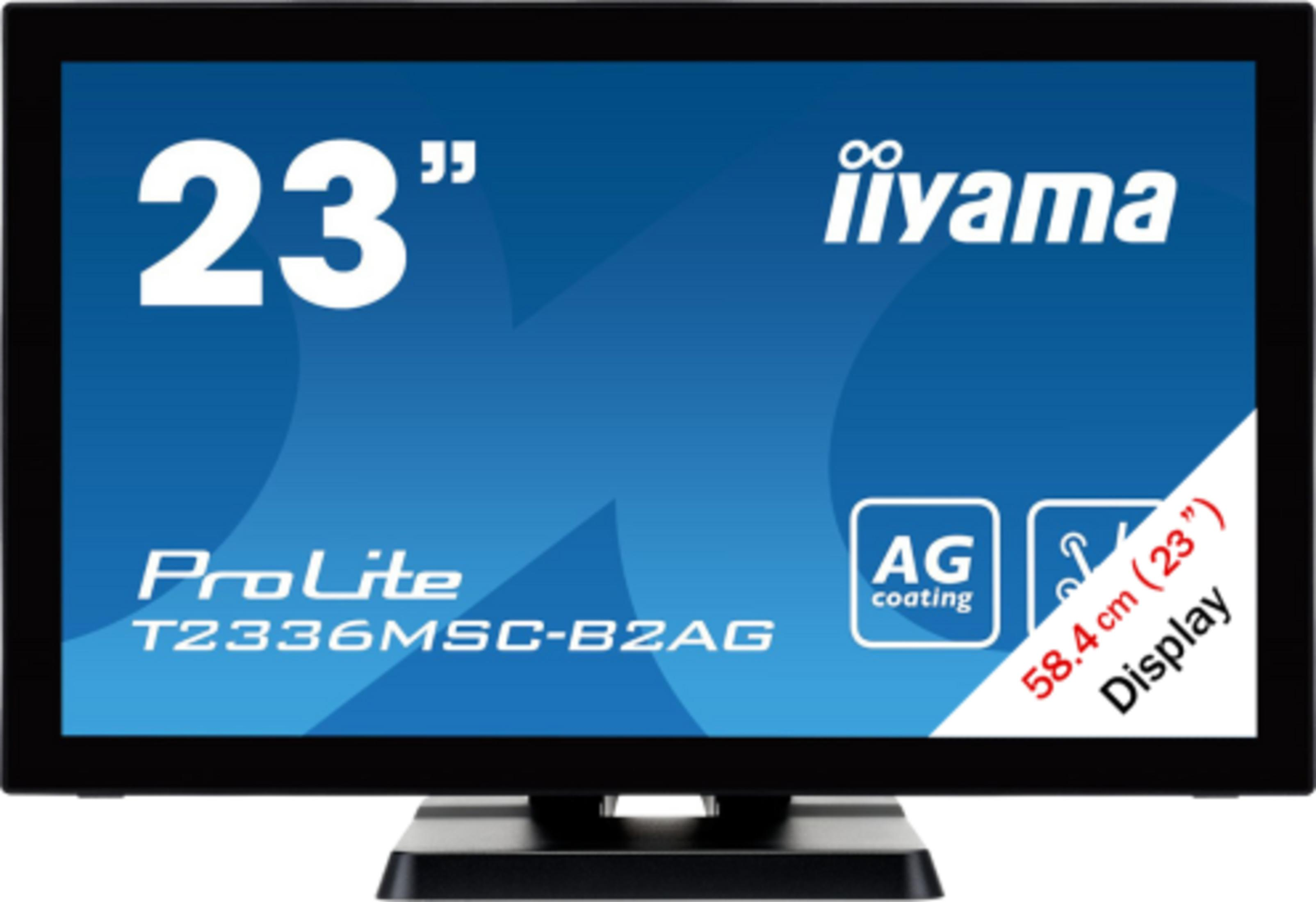 Ein 23-Zoll-iiyama-Monitor mit ProLite T2336MSC-B2AG und AG-Beschichtung.