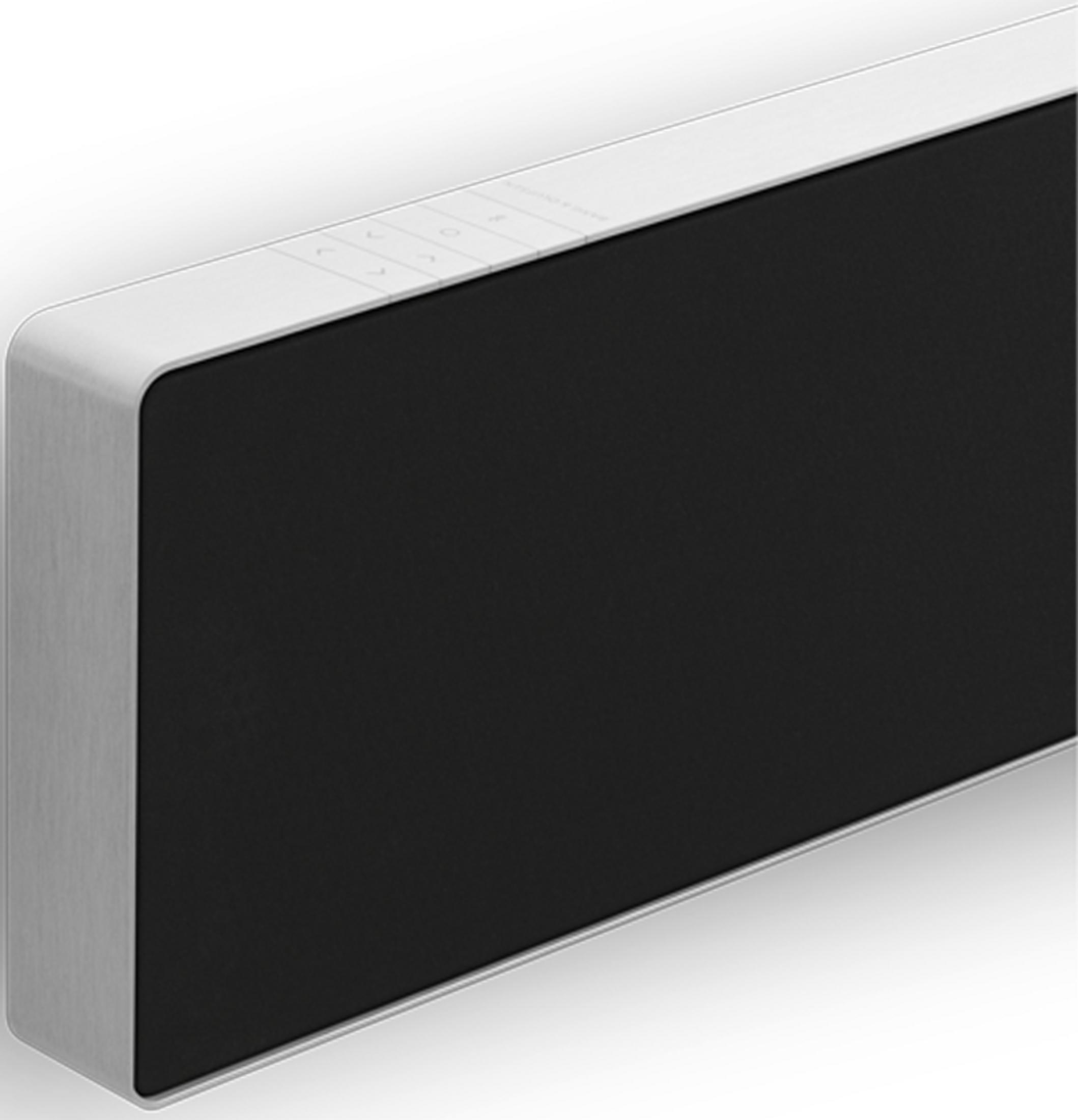Un dispositivo blanco y elegante con frontal negro y botones de control.