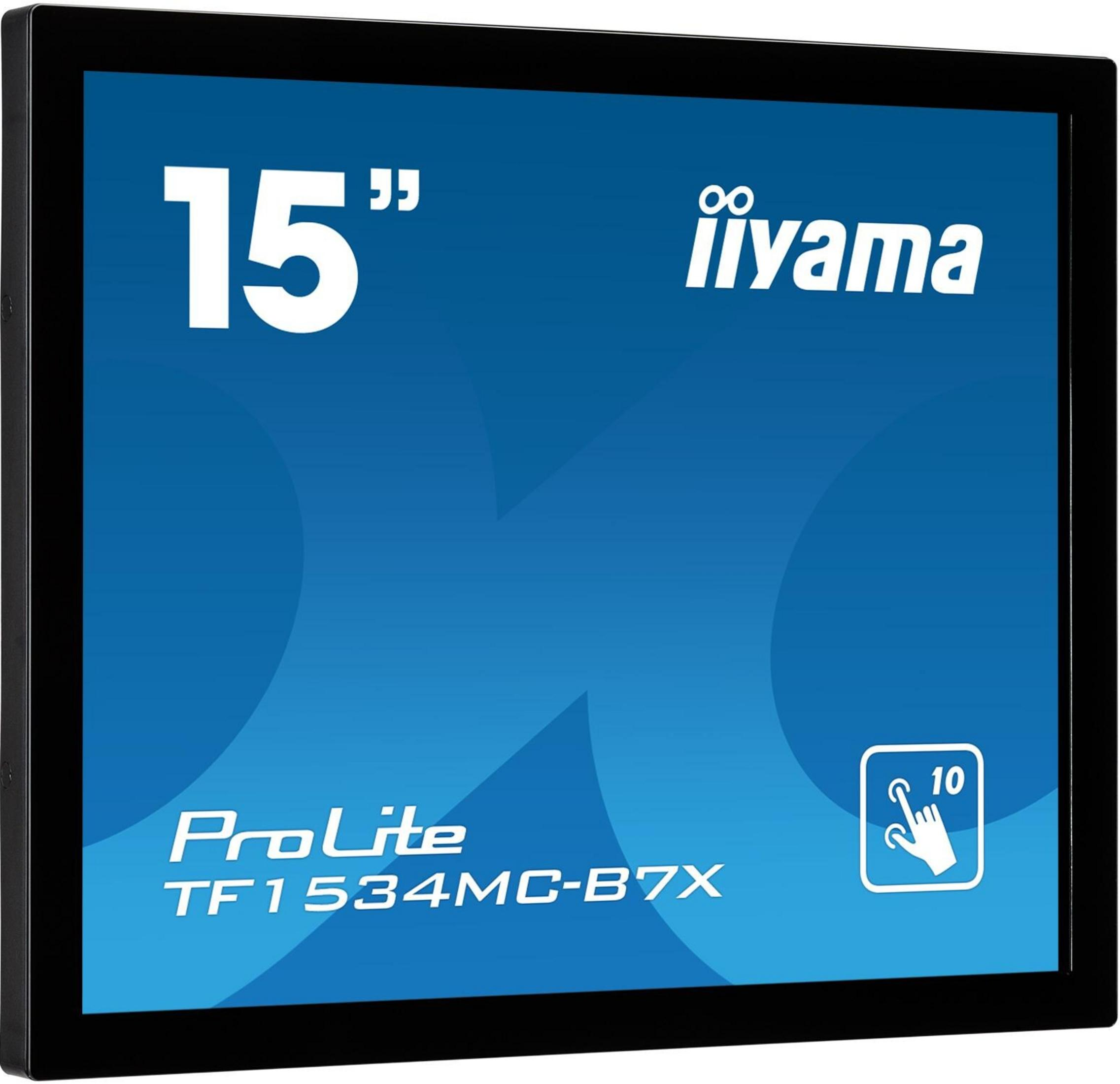 15-inch touchscreen monitor with Iiyama logo and ProLite TF1534MC-B7X model number.