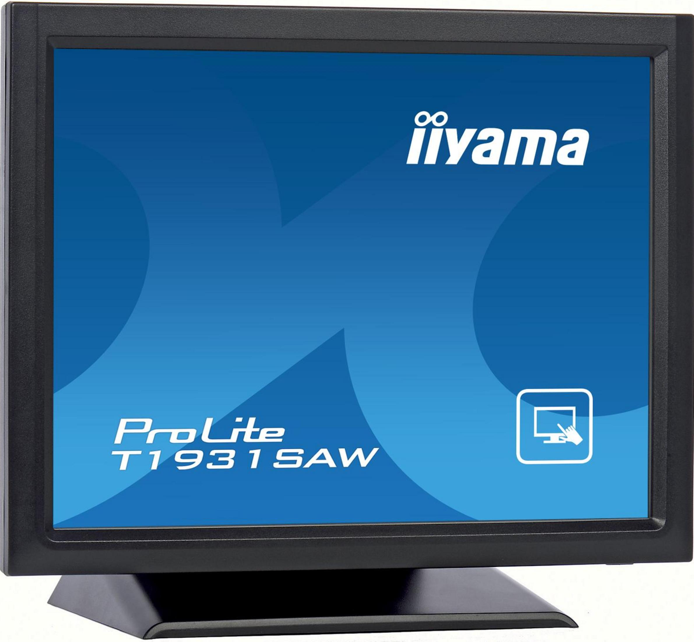 Un monitor nero con schermo blu che mostra il logo iiyama e il nome del prodotto.