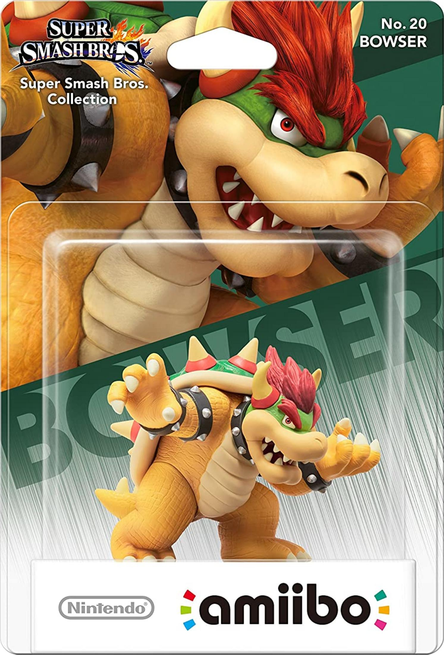 Un Amiibo Bowser de Super Smash Bros. Collection dans son emballage.