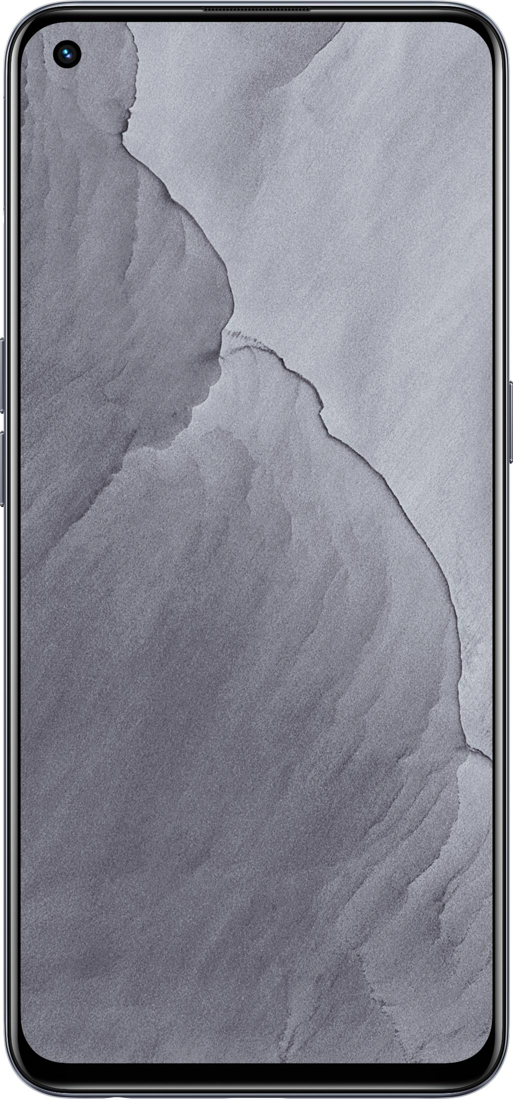 Ein Smartphone mit einem abstrakten, grauen Hintergrundmuster.