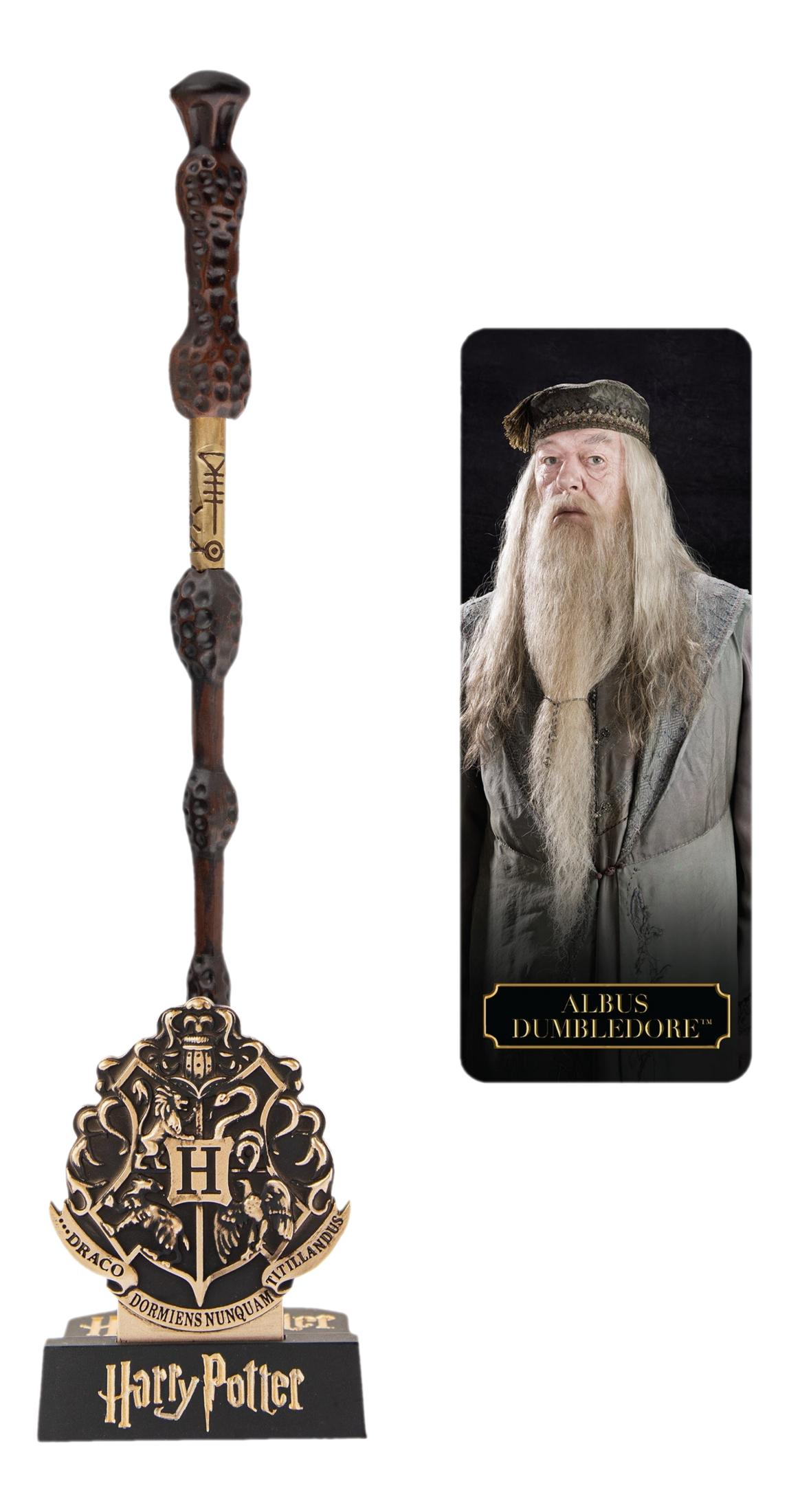 Ein Harry Potter Zauberstab-Display mit Albus Dumbledore.