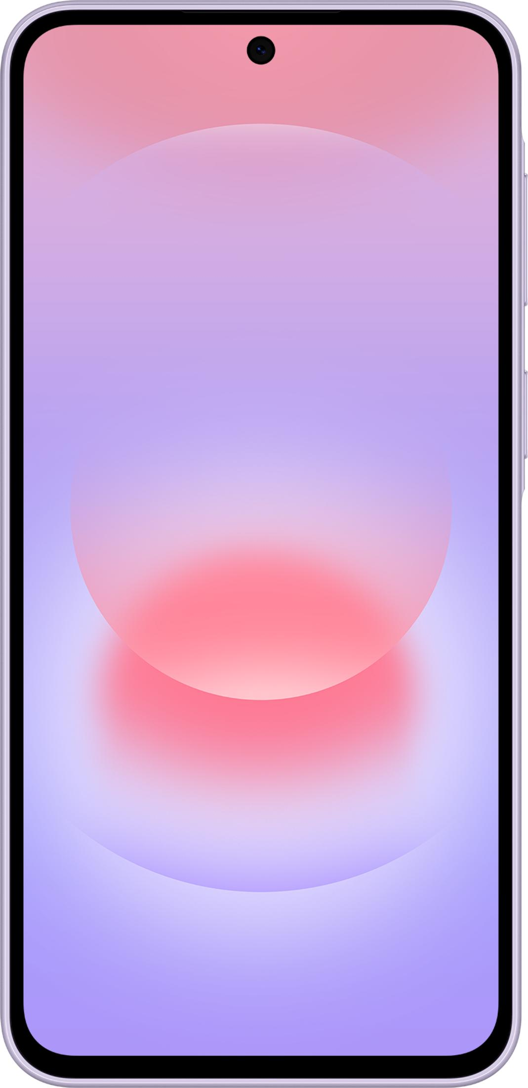 Ein lilafarbenes Smartphone mit einem Farbverlauf aus Rosa und Lila auf dem Bildschirm.