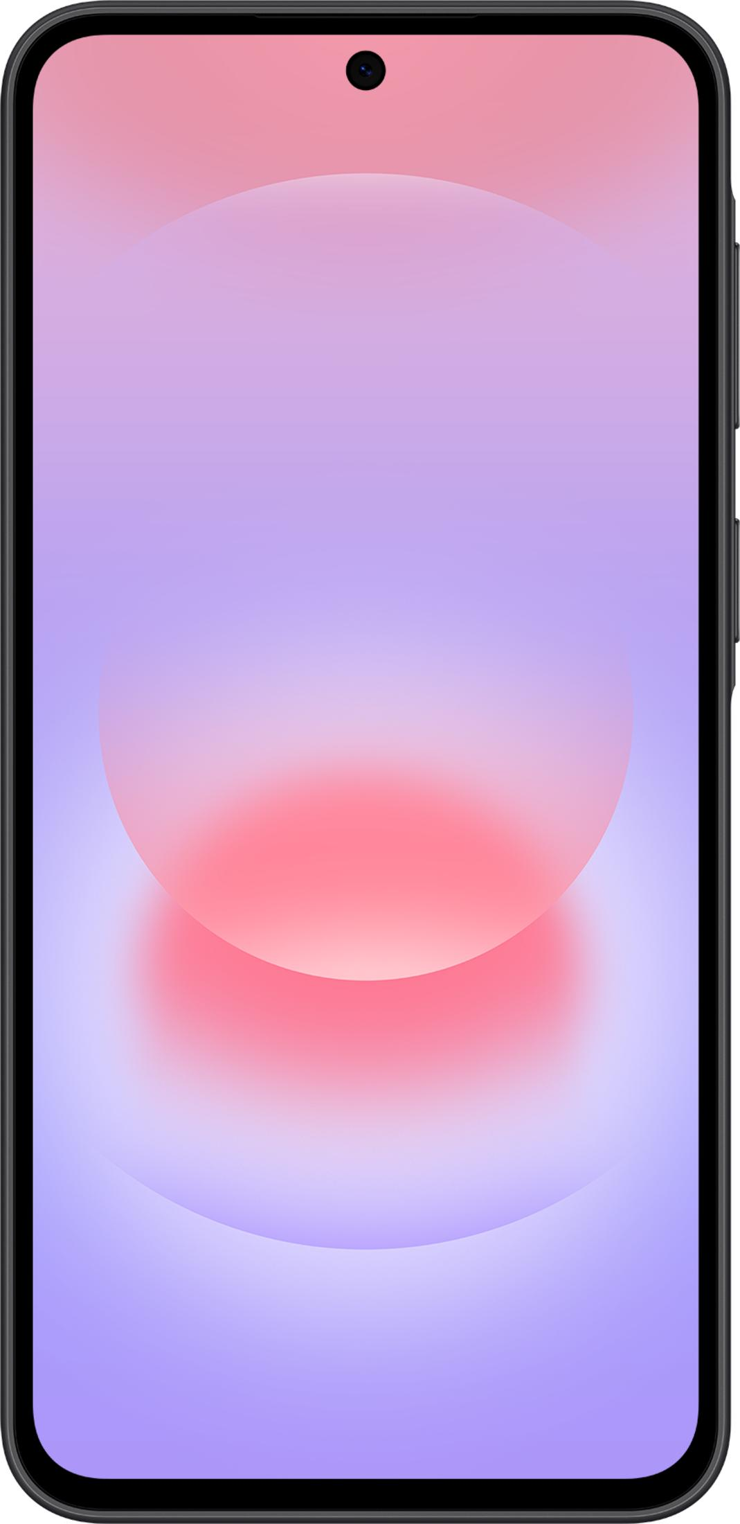 Ein Smartphone mit einem Farbverlauf von Lila zu Rosa auf dem Bildschirm.