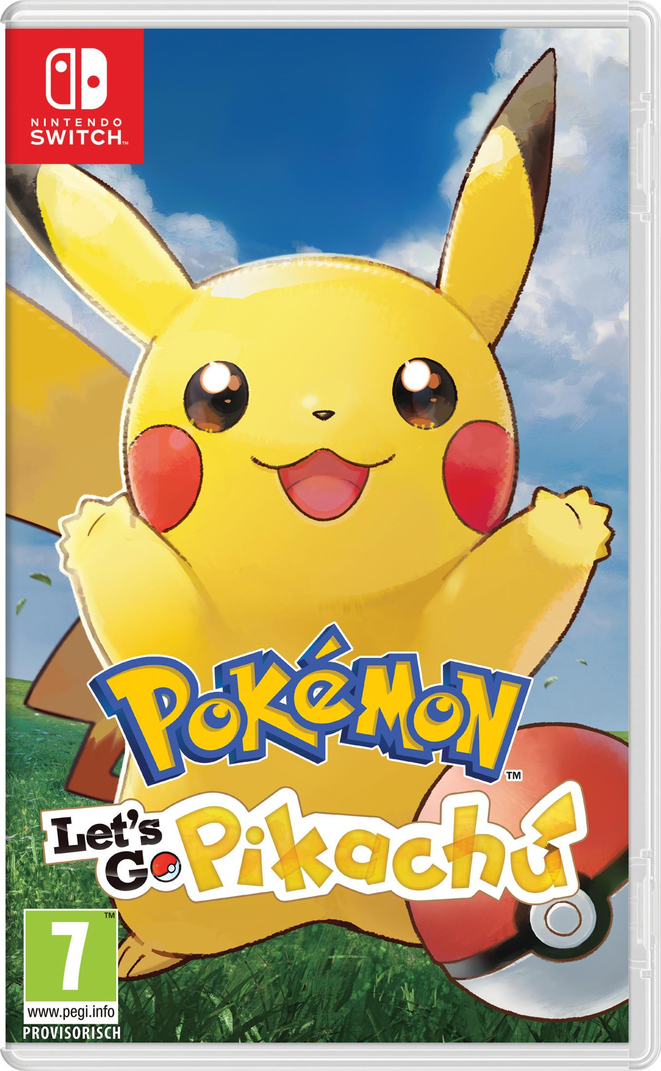 Pikachu auf dem Cover von Nintendo Switch Spiel "Let's Go Pikachu".