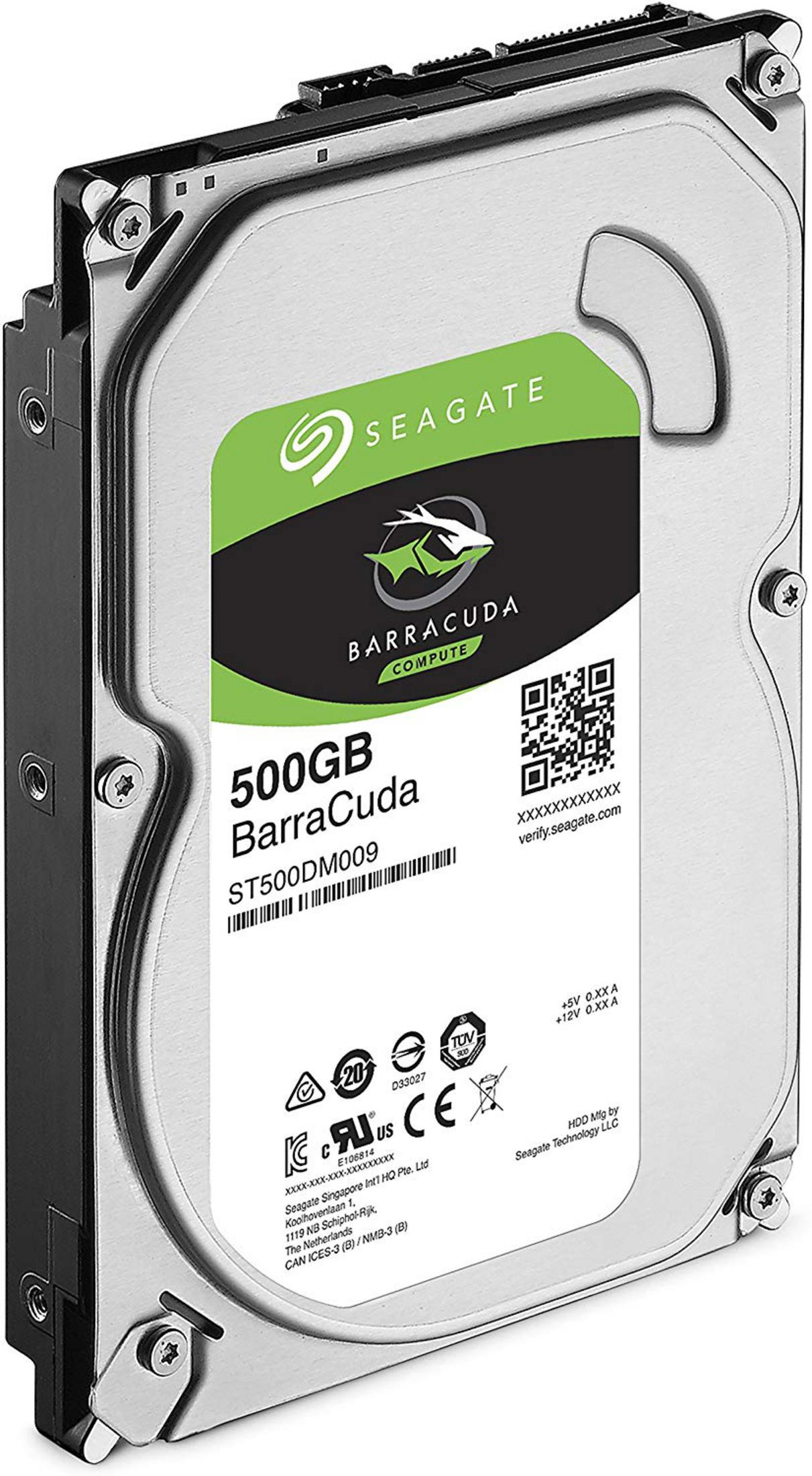 Un hard disk interno Seagate 500GB BarraCuda con numero modello ST500DM009.