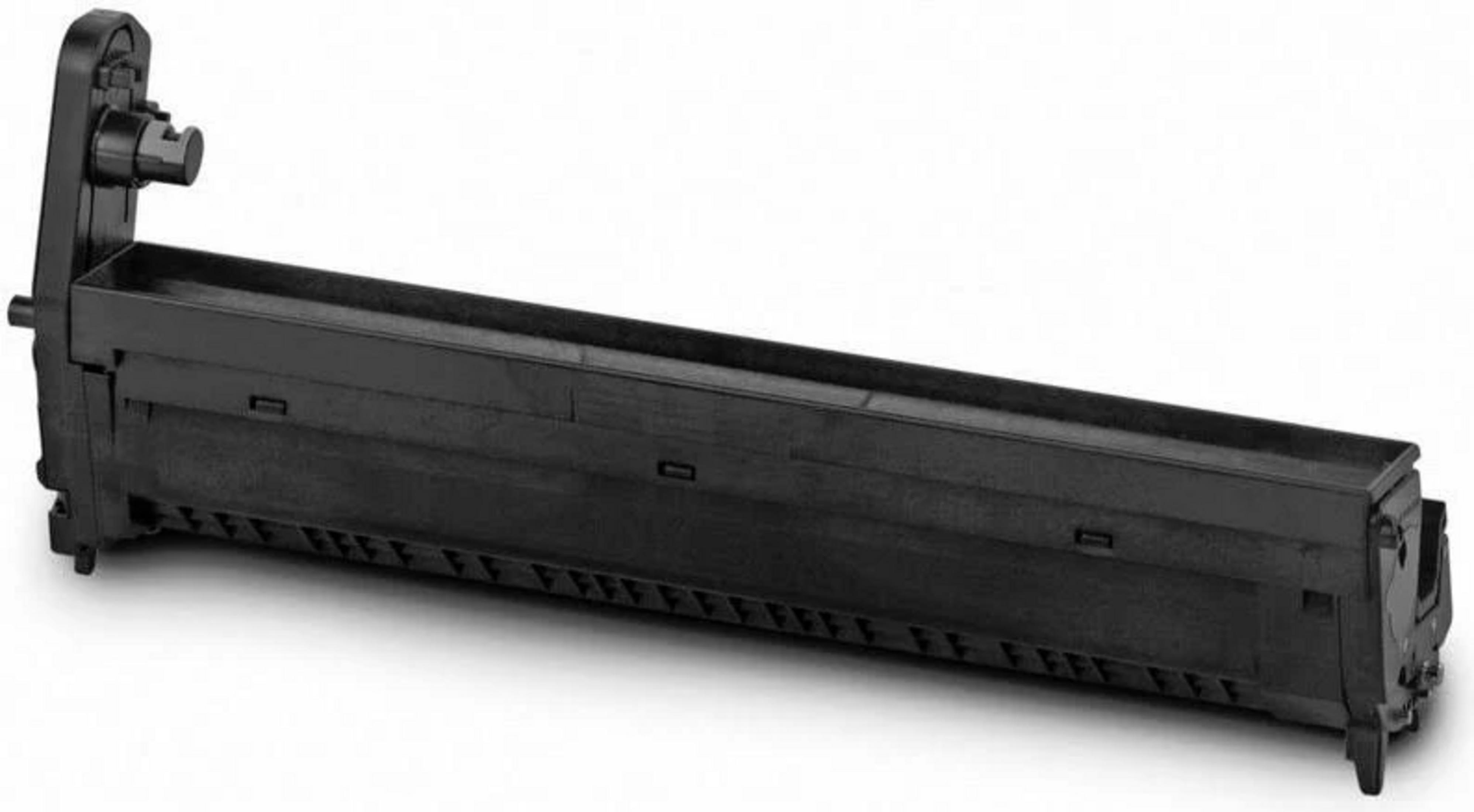 Ein schwarzer Tonerpatronen-Drum-Unit für Drucker, mit detaillierten Seitenansichten.