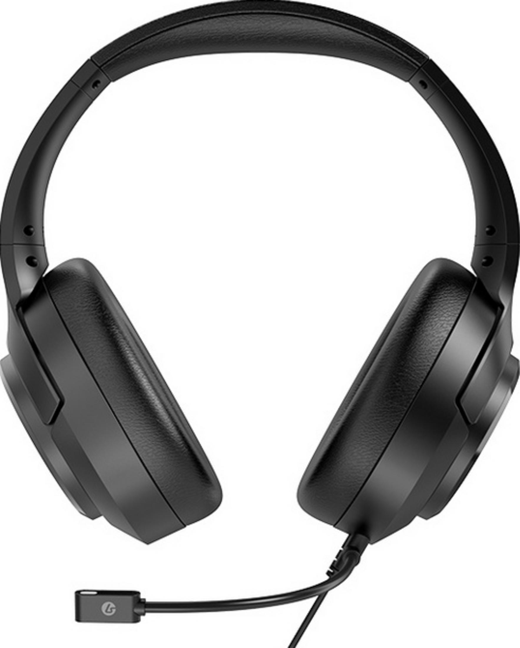 Cuffie nere over-ear con microfono e padiglioni imbottiti.