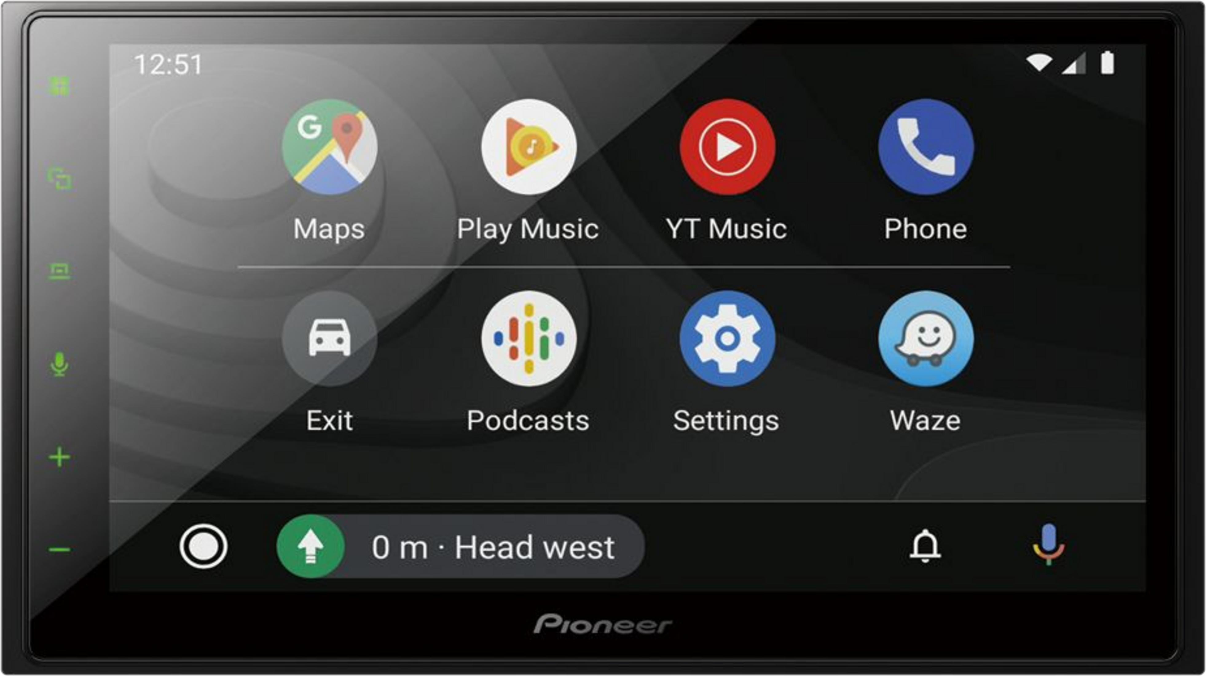 Ein Touchscreen-Infotainmentsystem mit App-Symbolen wie Maps, Play Music und Phone.