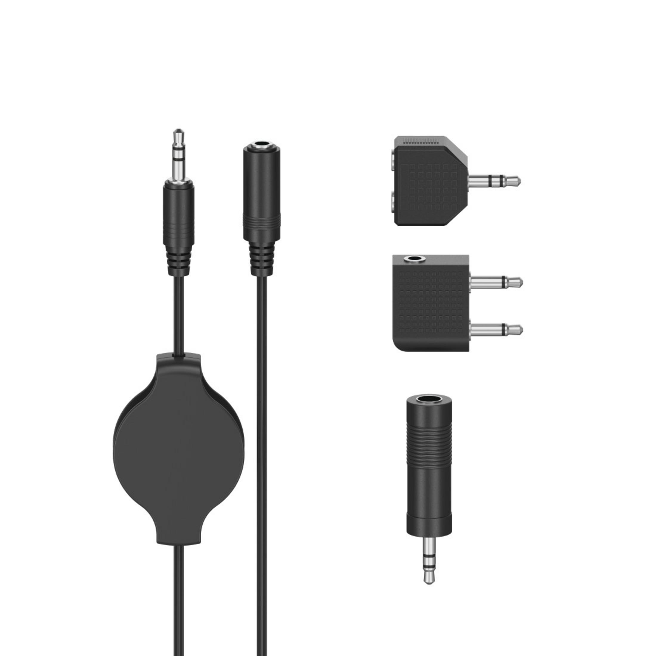 Audioadapter und Stecker auf weißem Hintergrund.