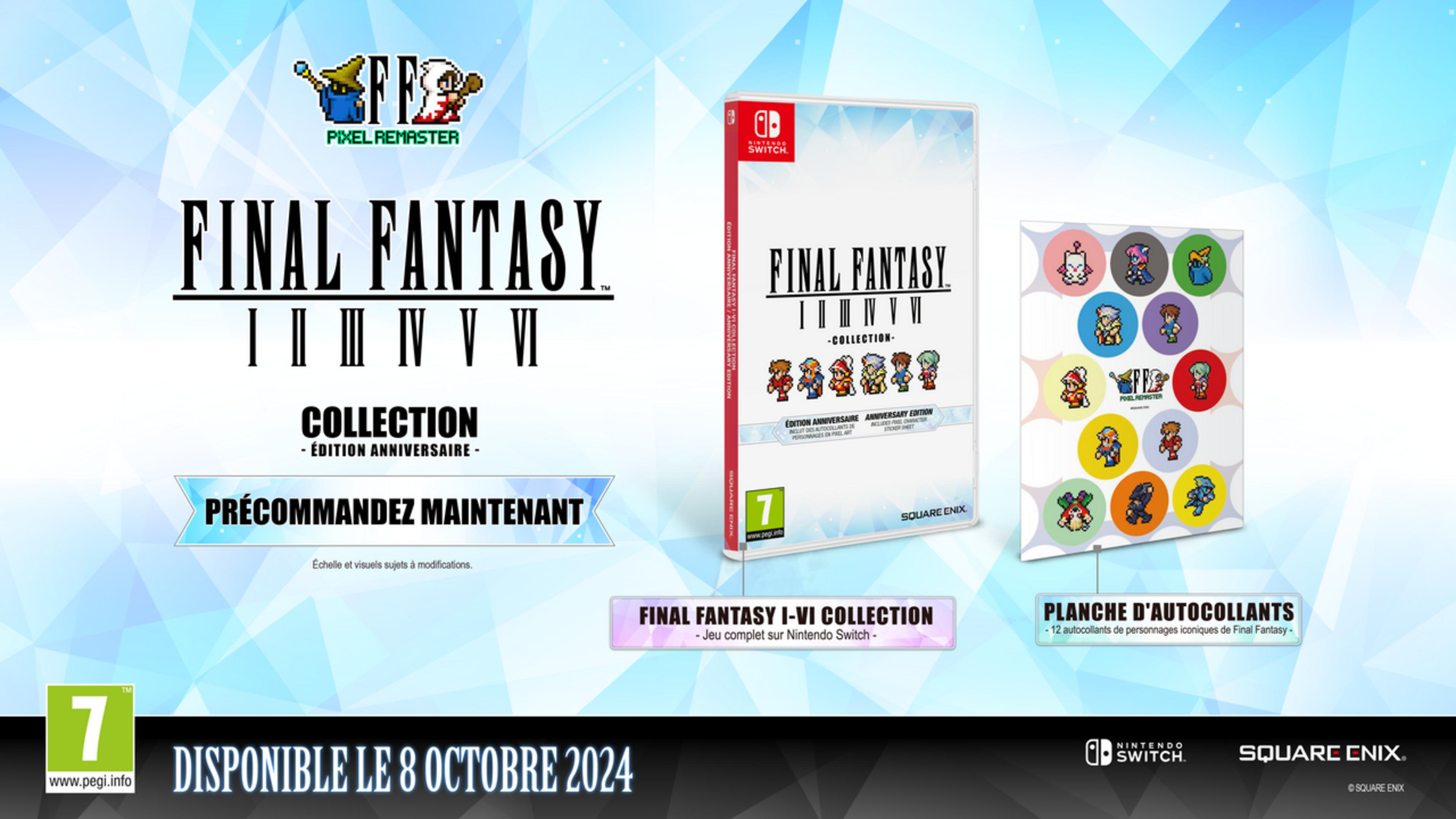 Final Fantasy Pixel Remaster Collection voor Nintendo Switch, met stickers.