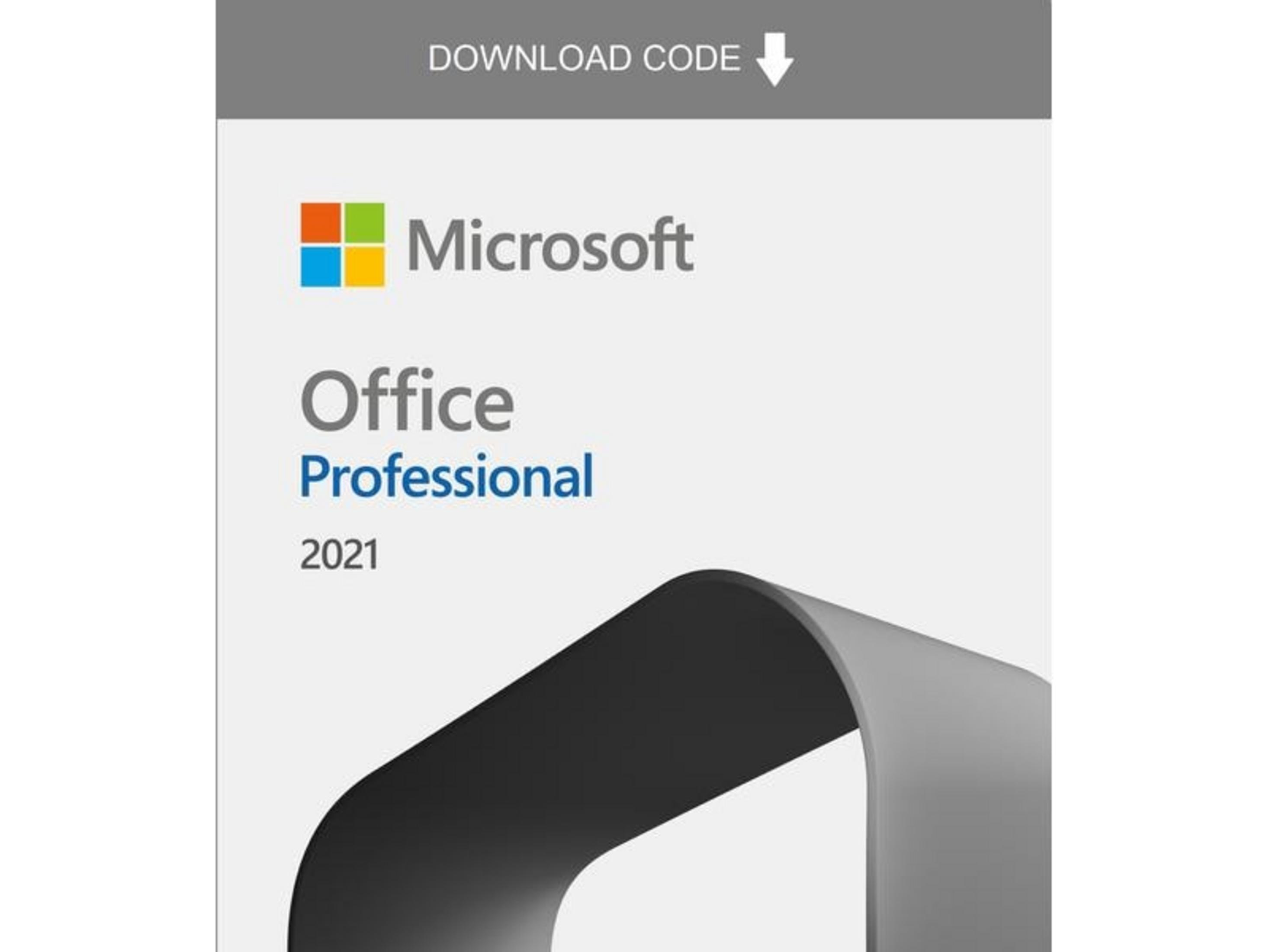 Logo Microsoft Office Professional 2021 con pulsante download.