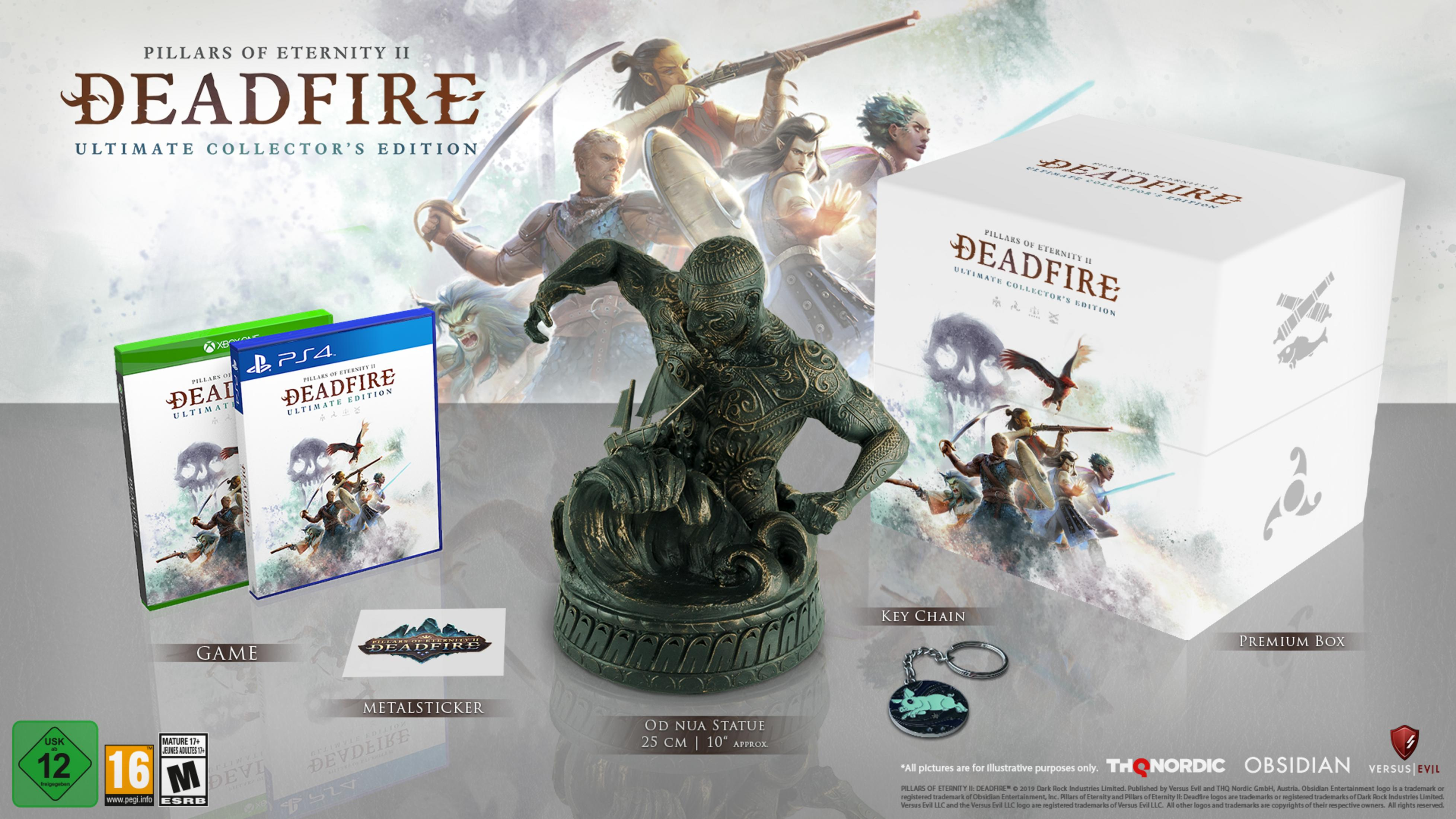 Pillars of Eternity II Collector's Edition: Spiel, Statue, Schlüsselanhänger, Sticker & Box.