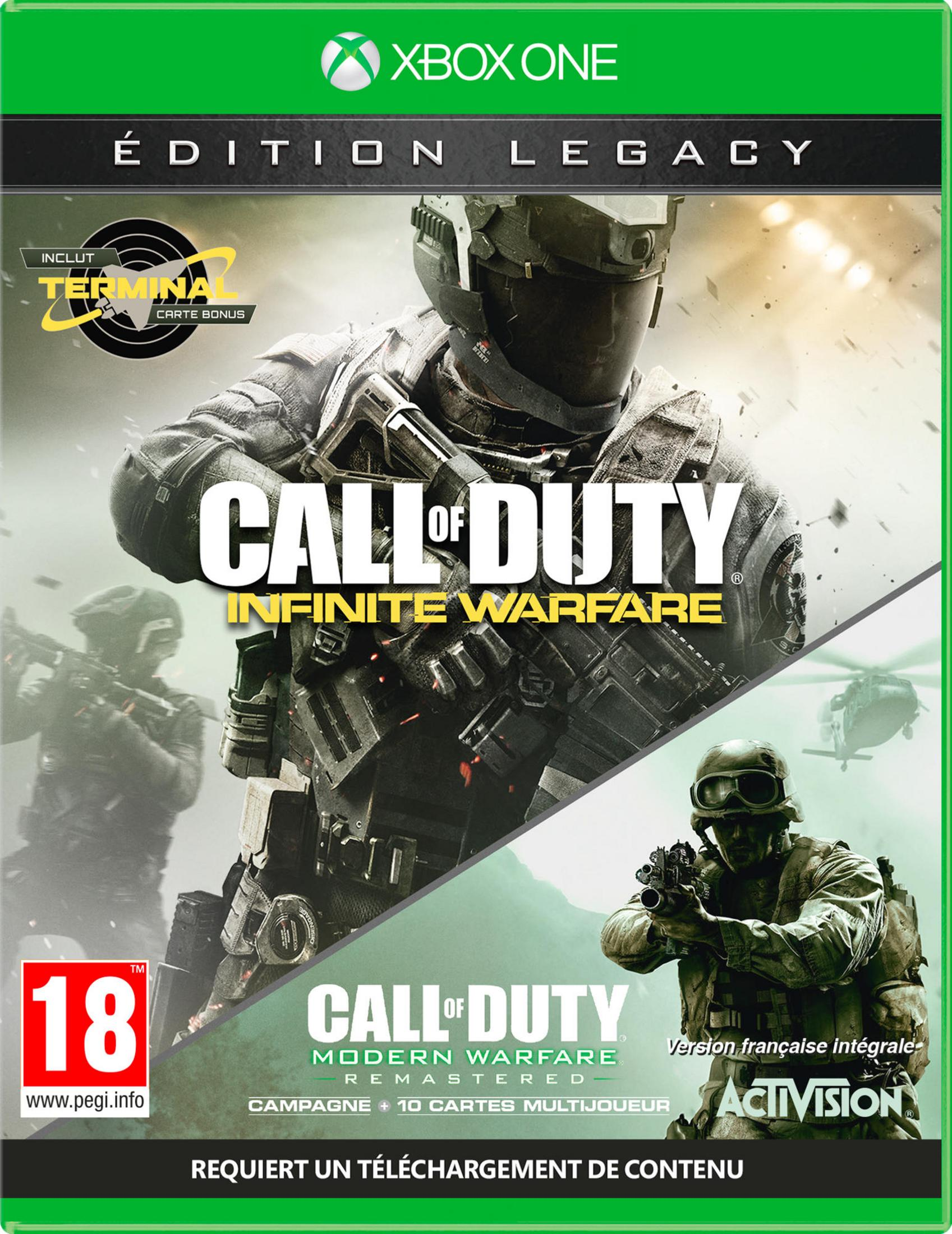 Copertina del gioco Call of Duty Infinite Warfare con soldati ed elicottero.