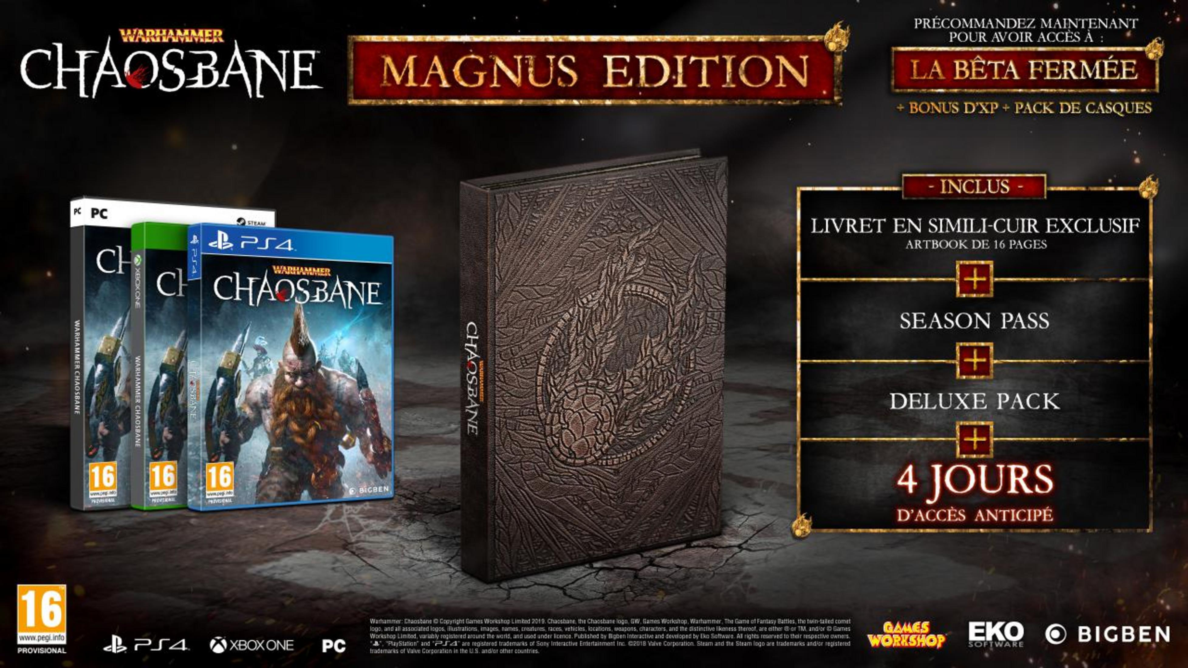 Chaosbane Magnus Edition: Spieleboxen, Artbook, Season Pass, Deluxe Pack & 4 Tage früherer Zugang.