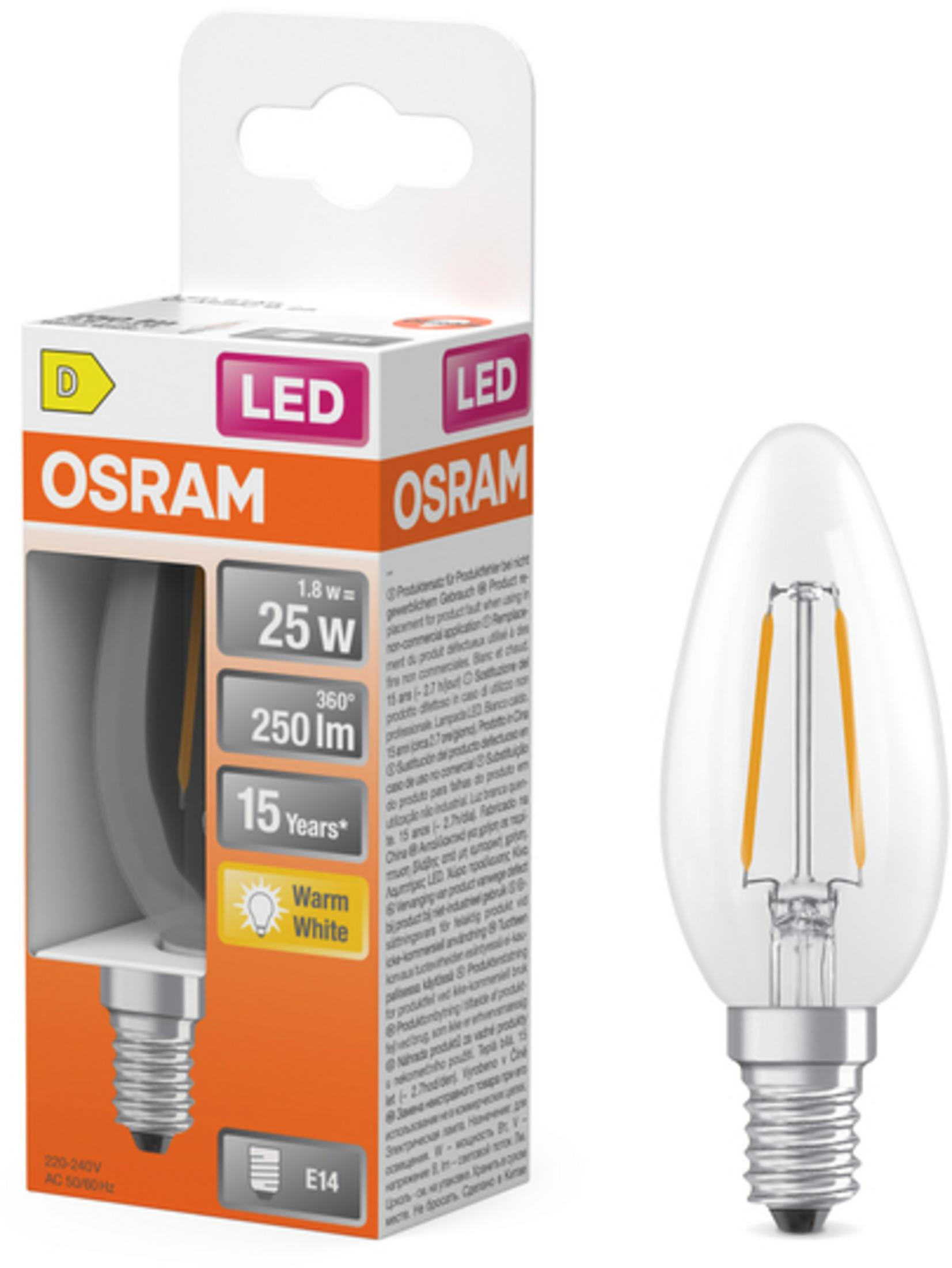 OSRAM LED-Lampe im Karton neben einer einzelnen Lampe