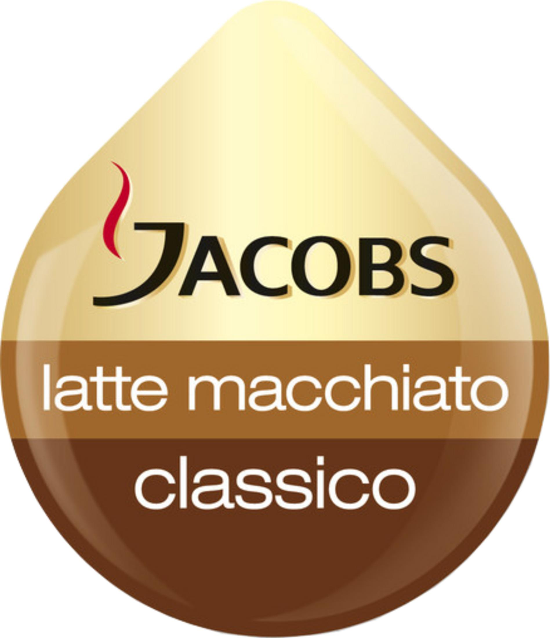 Logo Jacobs Latte Macchiato Classico in oro e marrone.