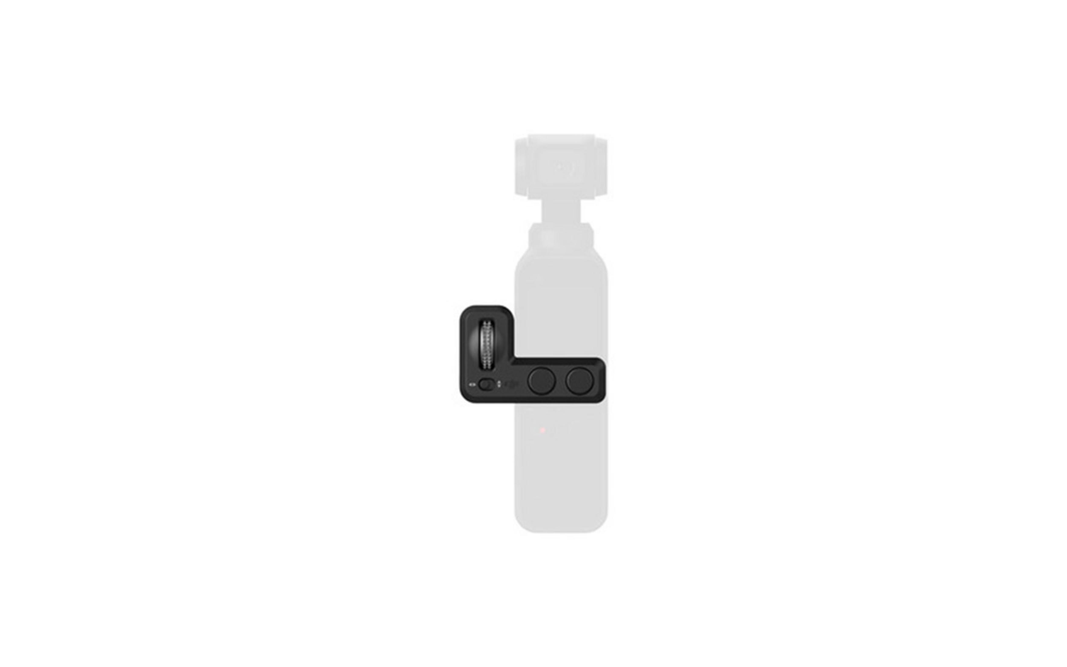Schwarzer Gimbal-Controller mit zwei kreisförmigen Tasten auf einem weißen Gerät.