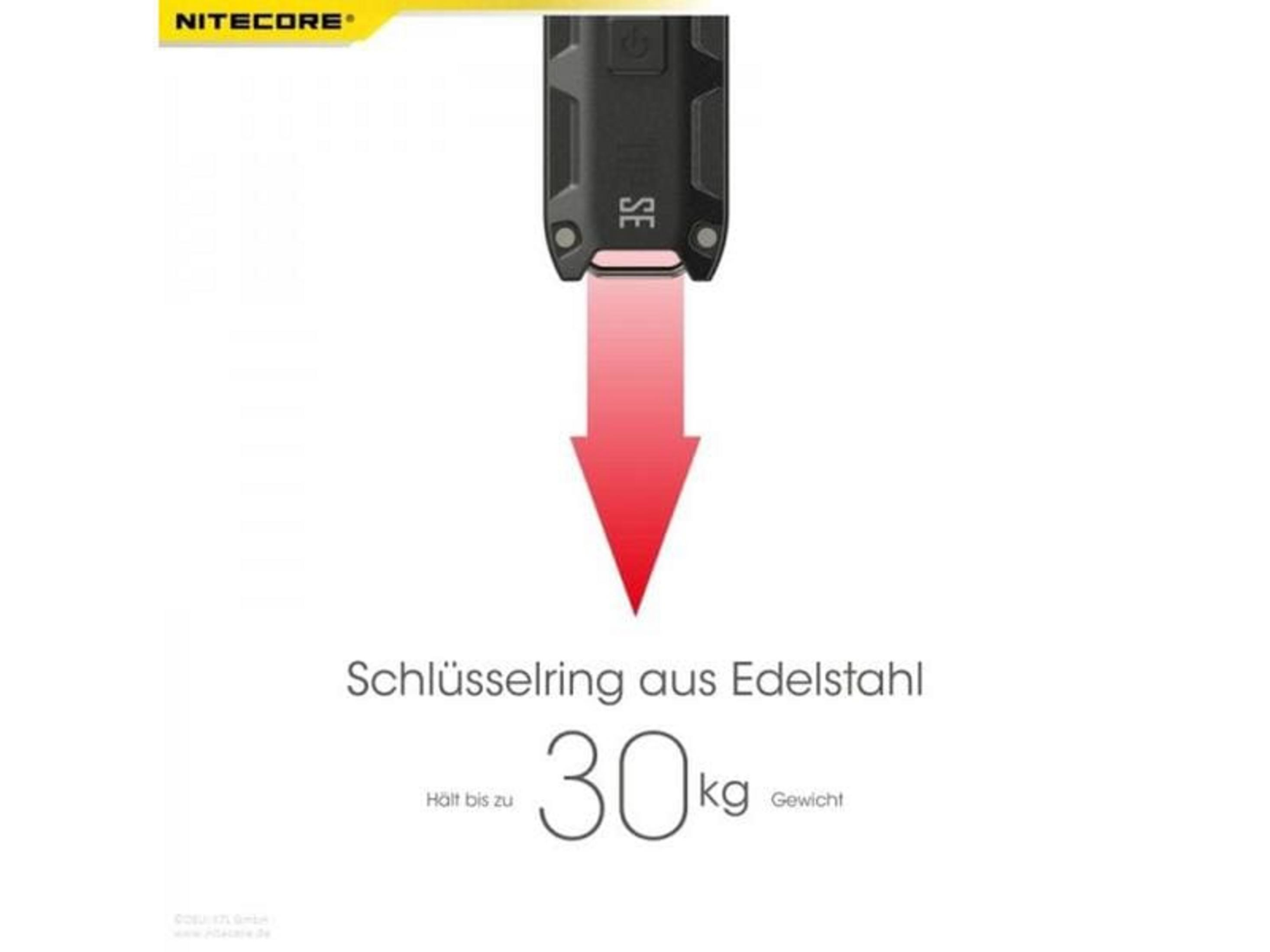 Portachiavi Nitecore in acciaio inox regge fino a 30kg.