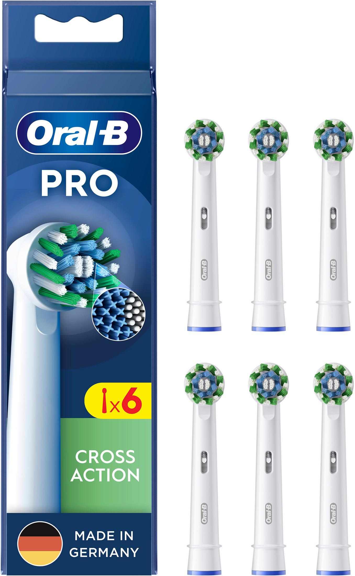 Opakowanie 6 sztuk końcówek Oral-B Cross Action, wyprodukowano w Niemczech.