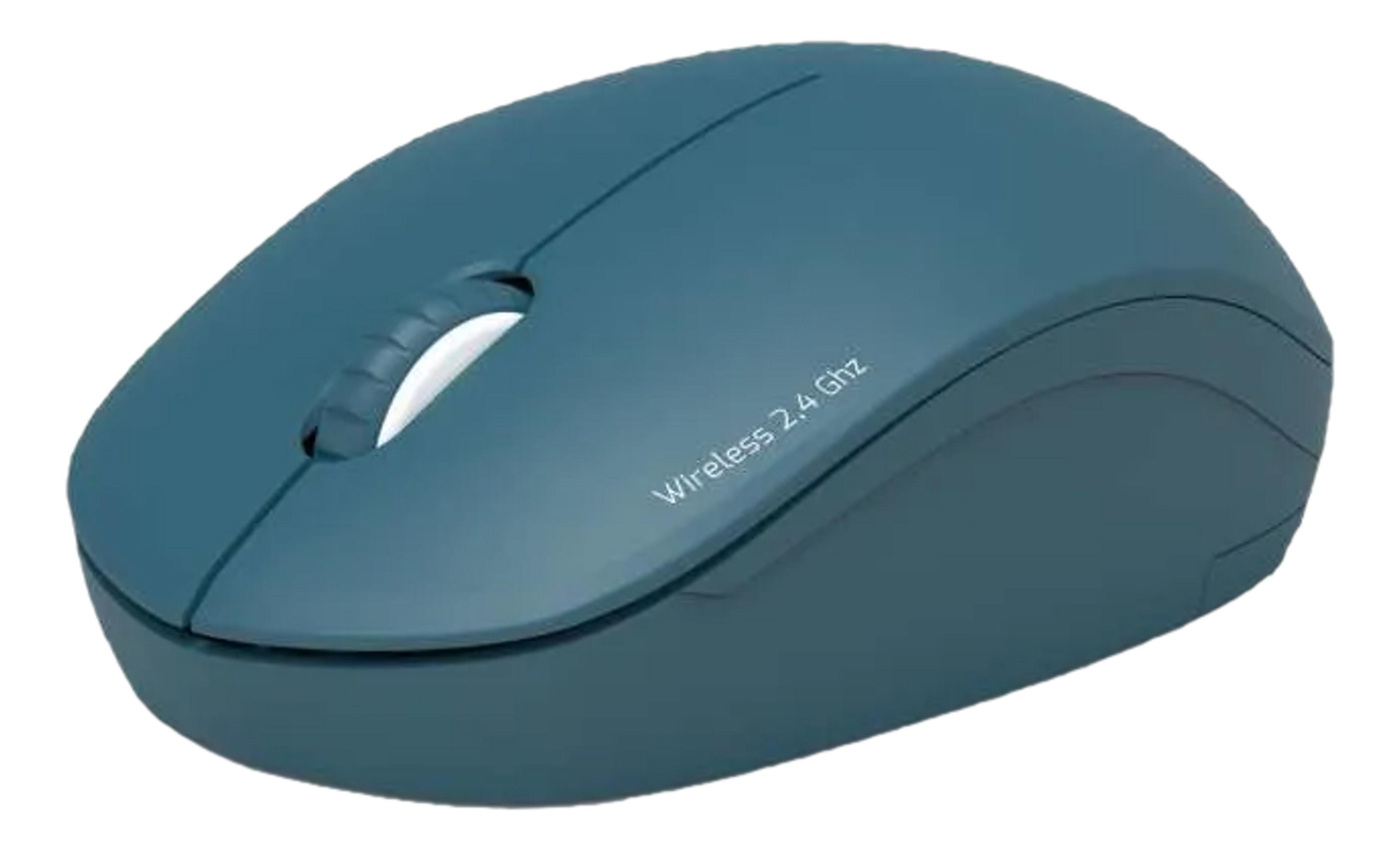 Un ratón de ordenador inalámbrico azul de 2,4 GHz con rueda.
