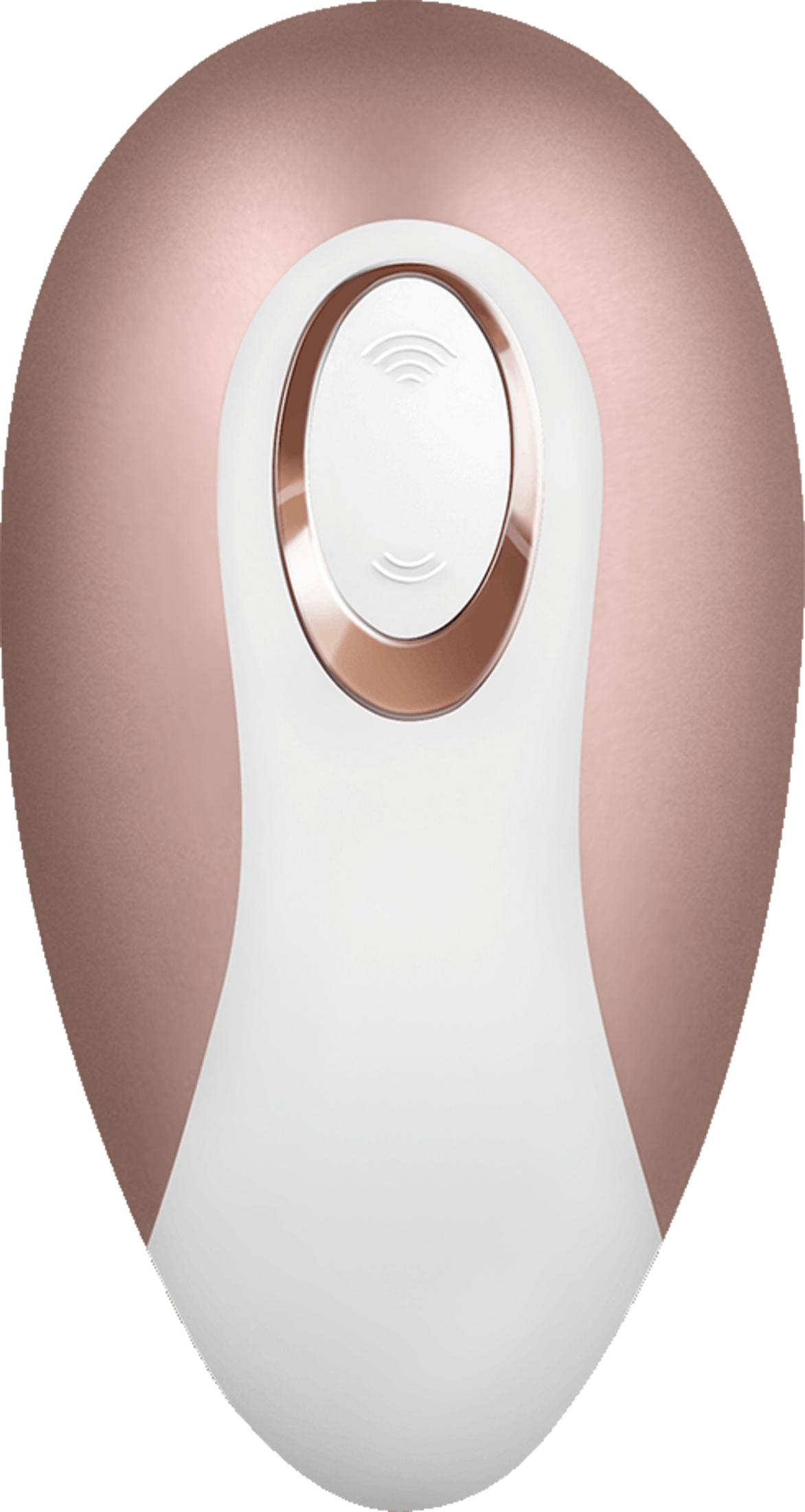 Ein weißes Massagegerät mit kupferfarbenem oberen Teil und einem Bedienfeld.