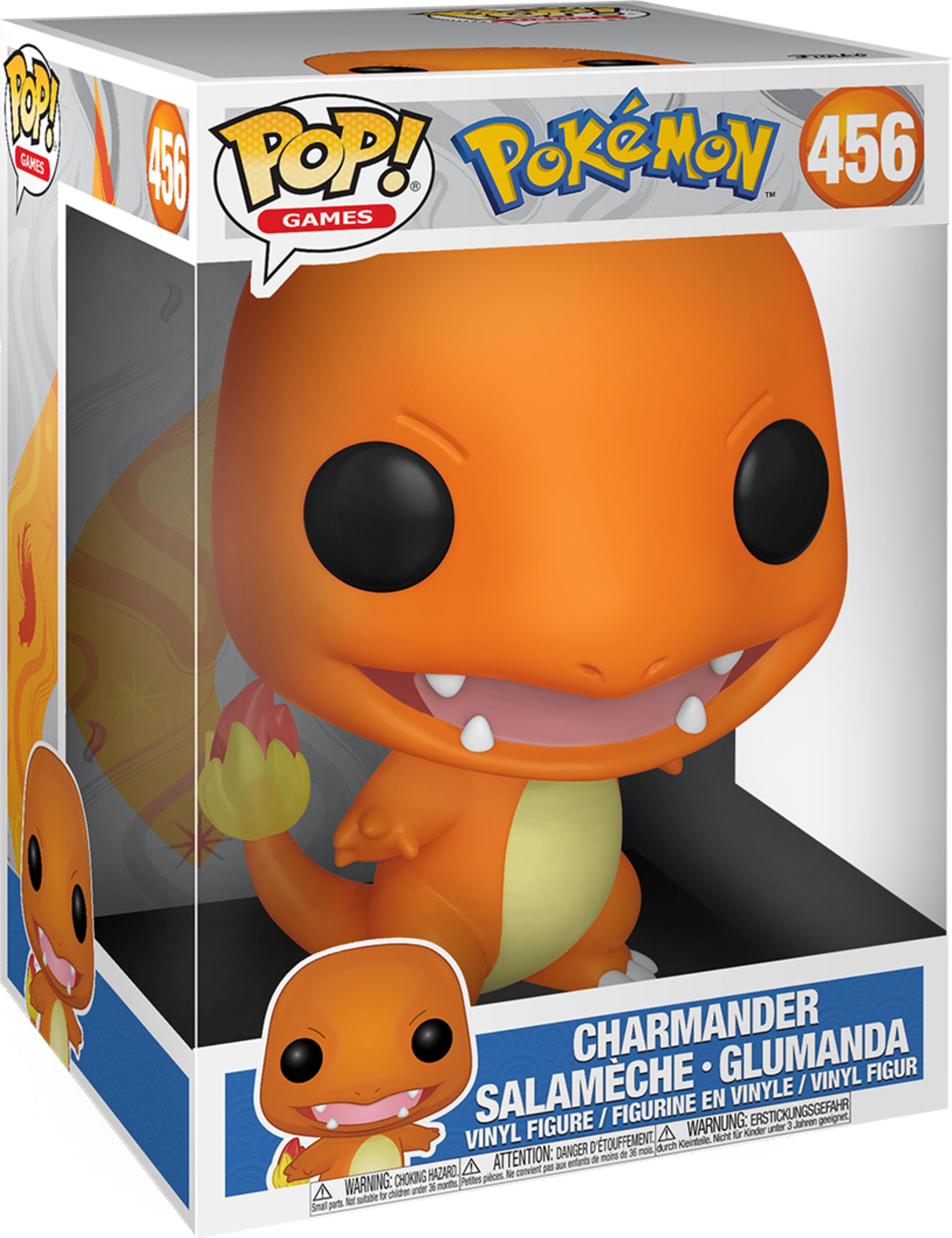 Una figura de vinilo Funko Pop de Charmander naranja en caja, Pokèmon 456