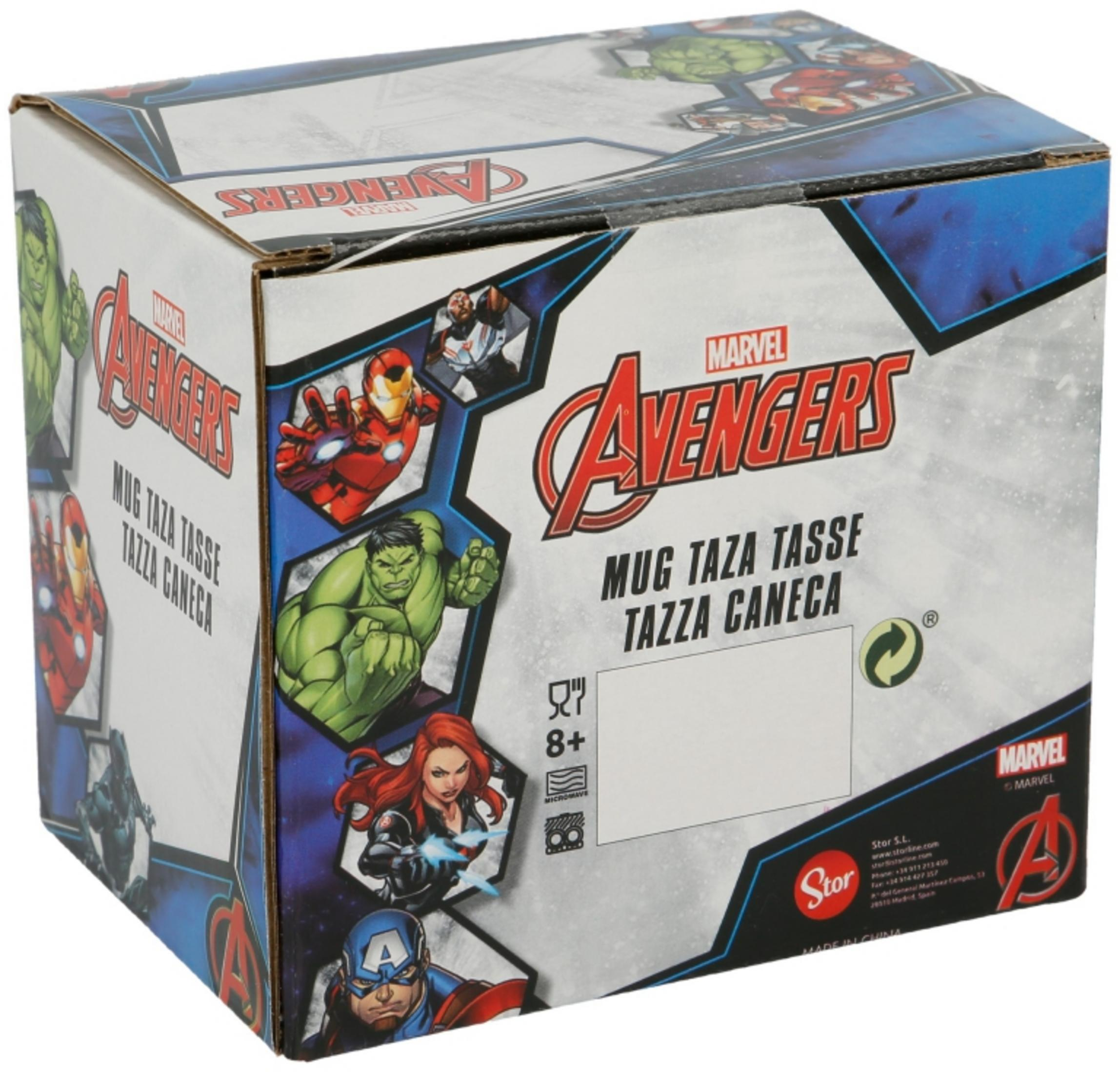 Verpackung mit Marvel Avengers: Iron Man, Hulk, Black Widow, Captain America.