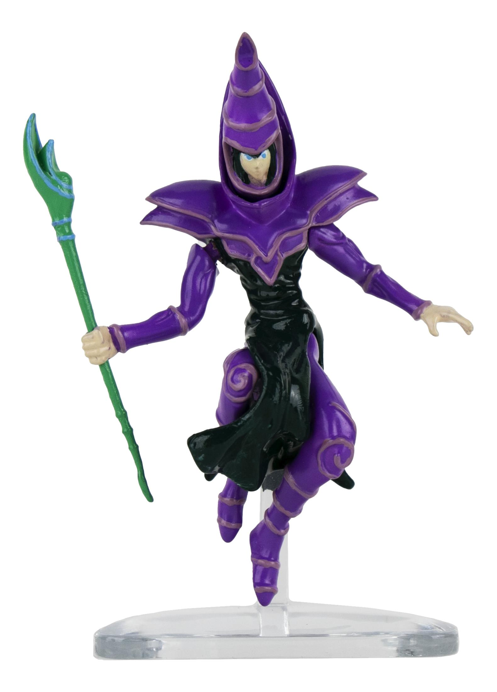 Eine lila Figur mit Kapuze hält einen grünen Stab mit blauen Akzenten.