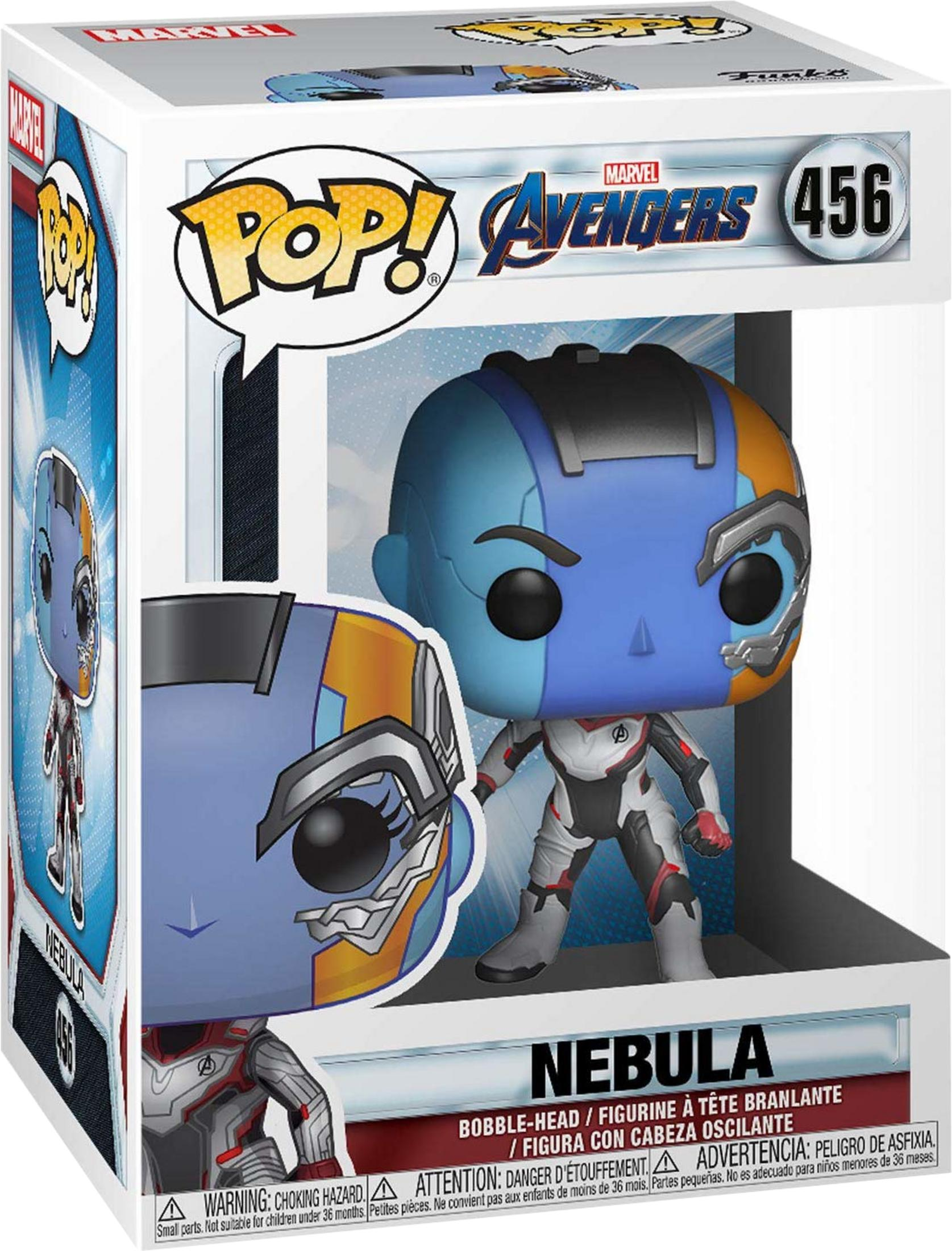 Figurka Funko Pop! Nebula z Avengers w zadrukowanym pudełku.
