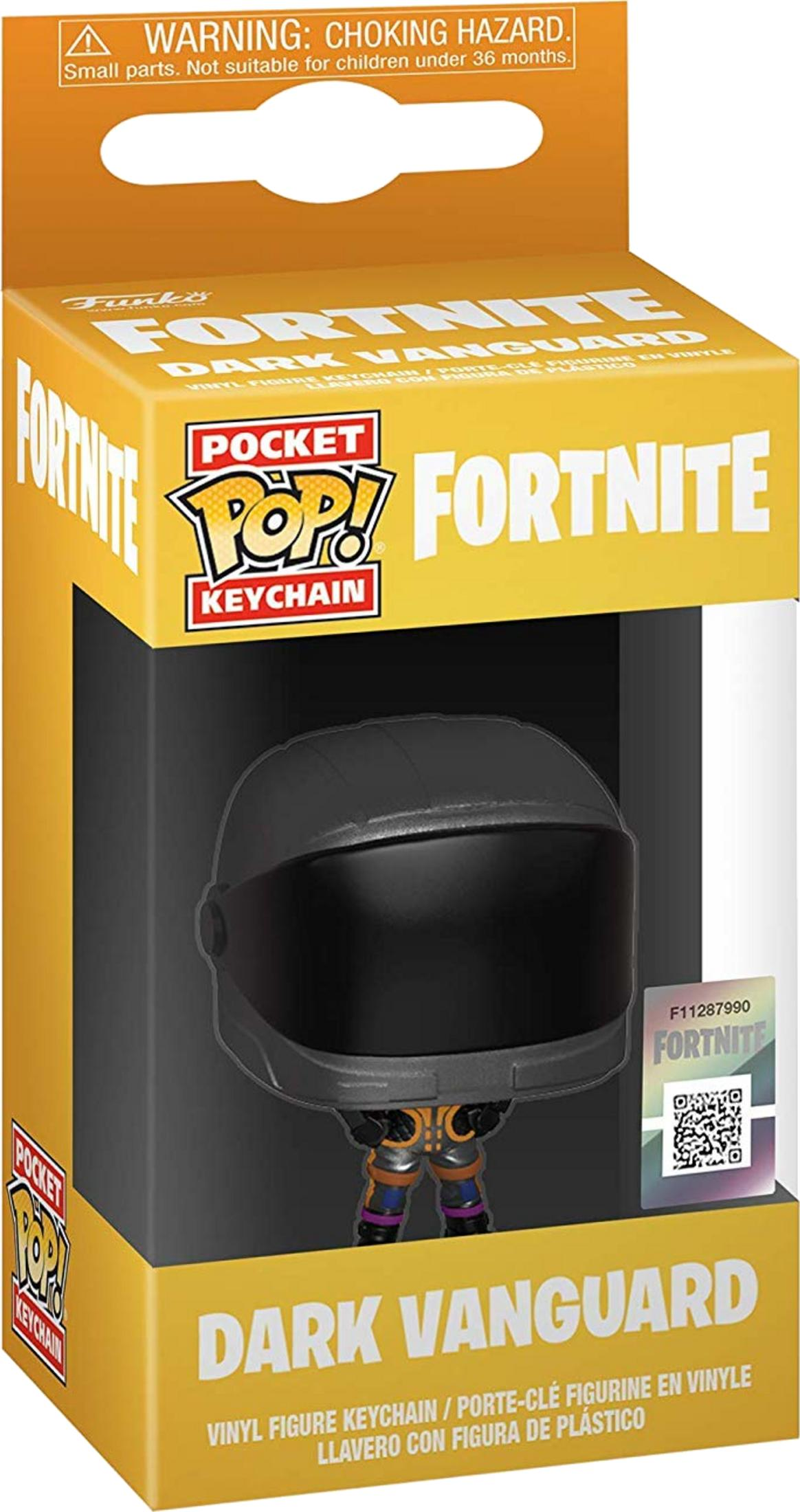 Fortnite Dark Vanguard Pocket Pop! Vinyl-Schlüsselanhänger in Verpackung.