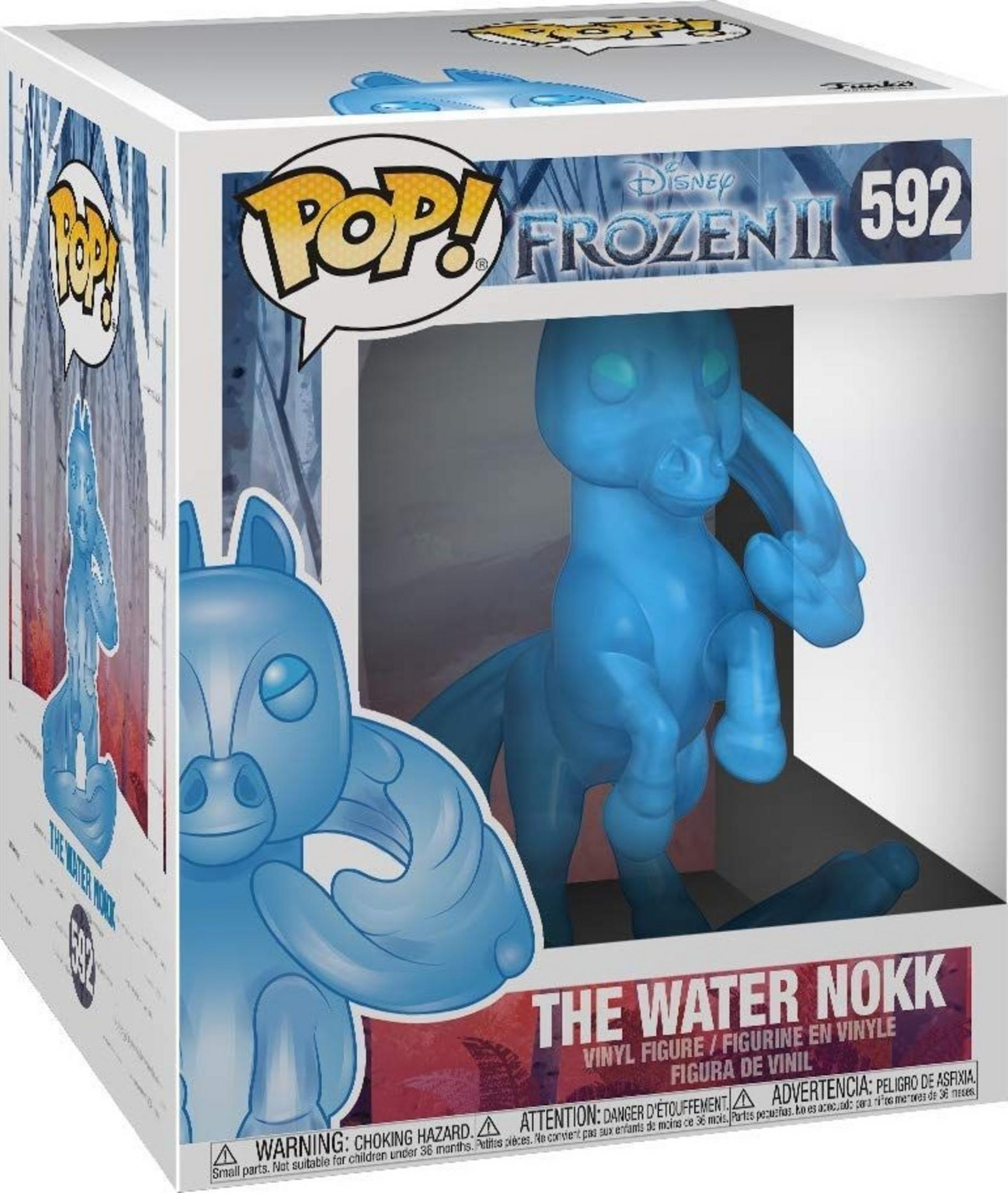 Una figura in vinile Funko Pop blu e traslucida del Nokk d'Acqua di Frozen II.