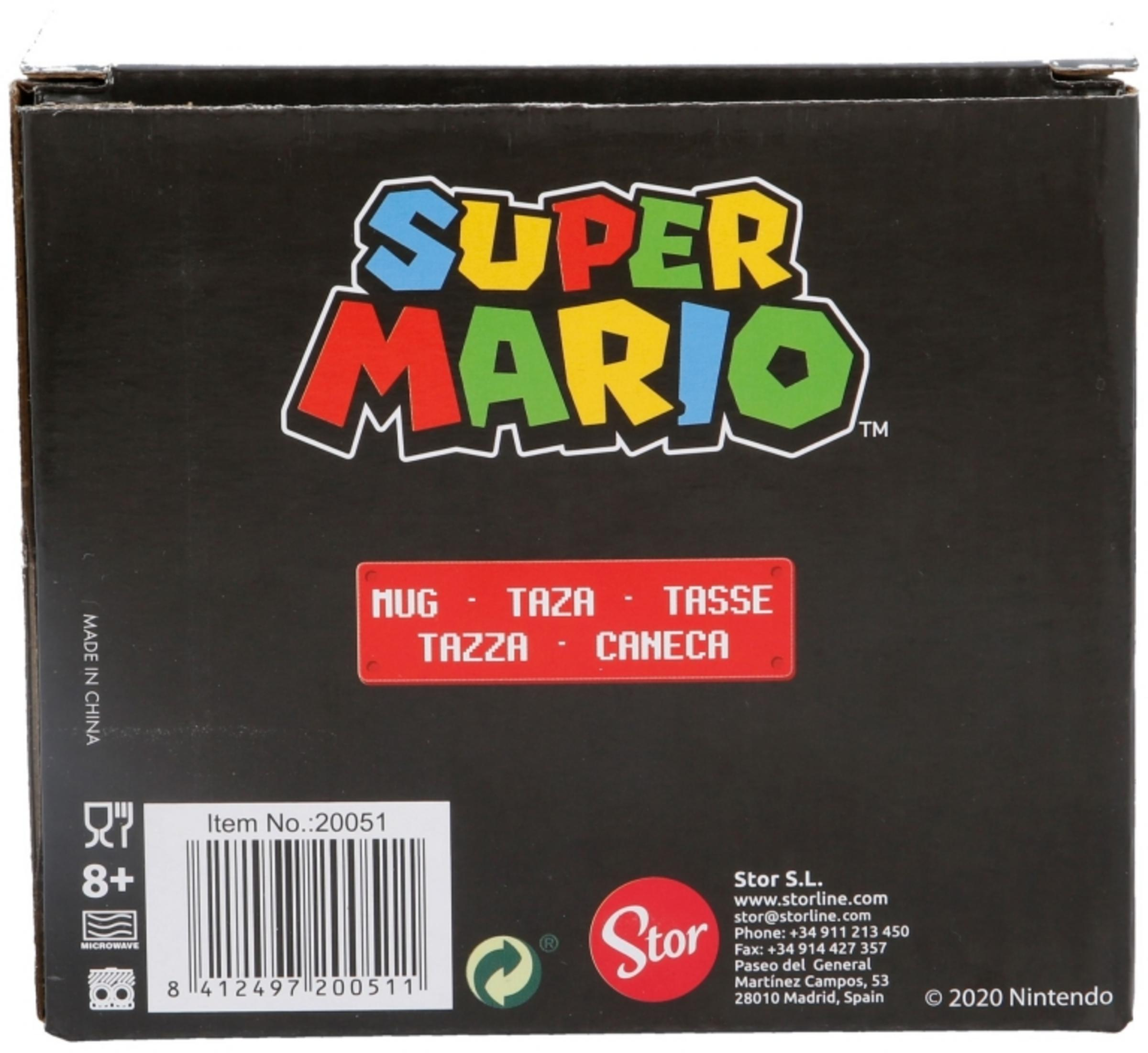 Caja de Super Mario con logo, info producto y código de barras.