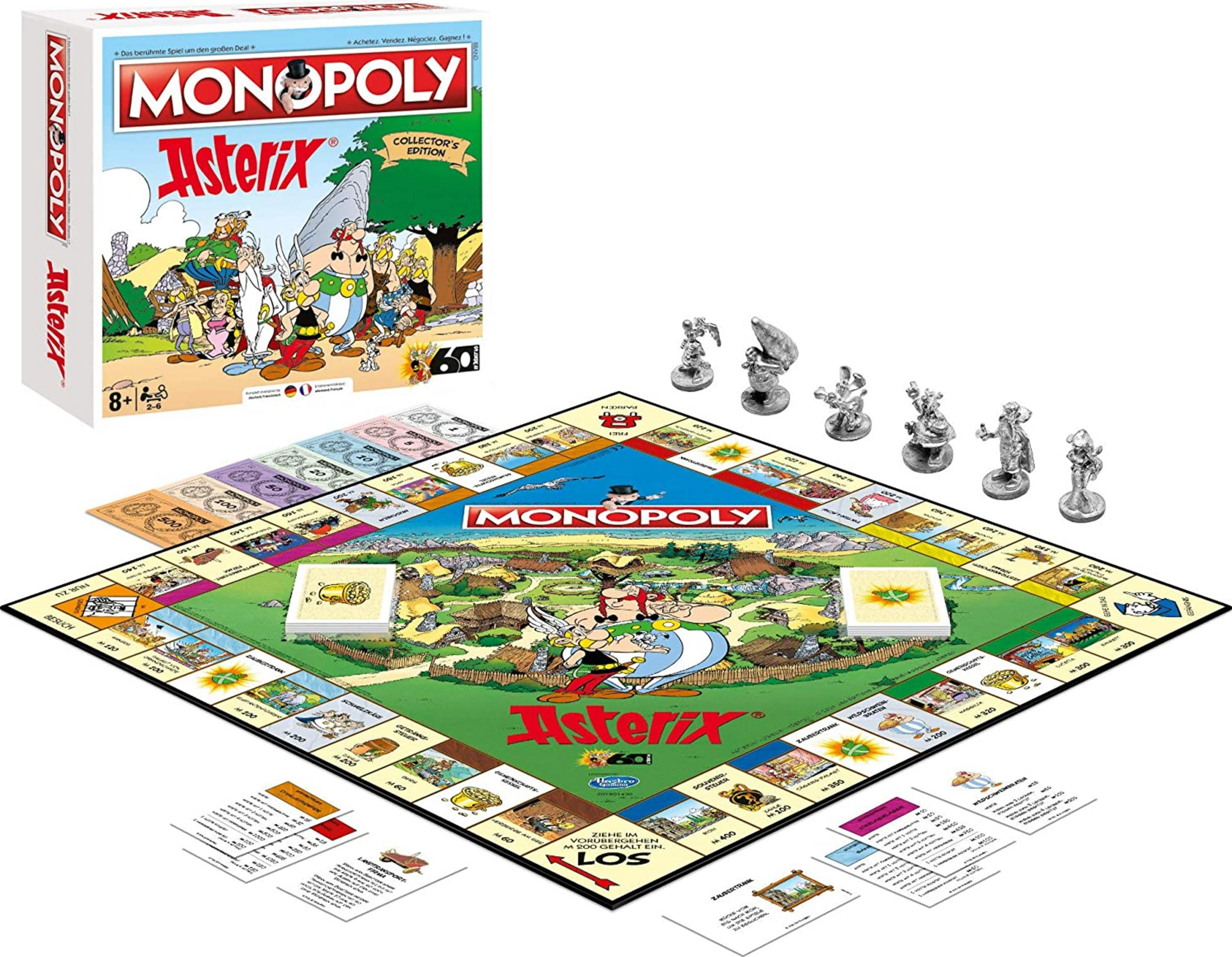 Monopoly Asterix Collector's Edition Brettspiel mit Spielfiguren und Geld.