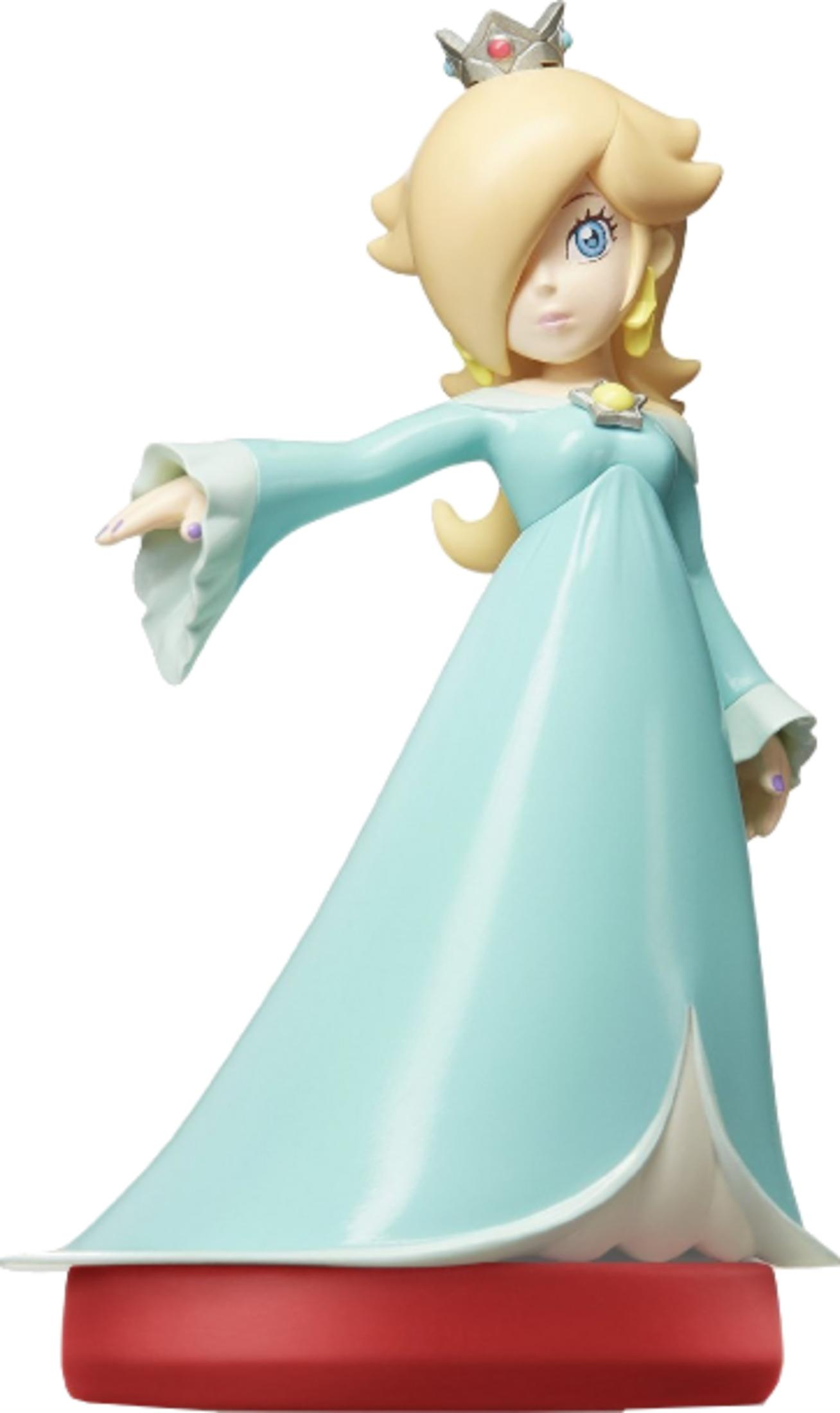 Rosalina-Figur in hellblauem Kleid mit Krone und rotem Sockel.