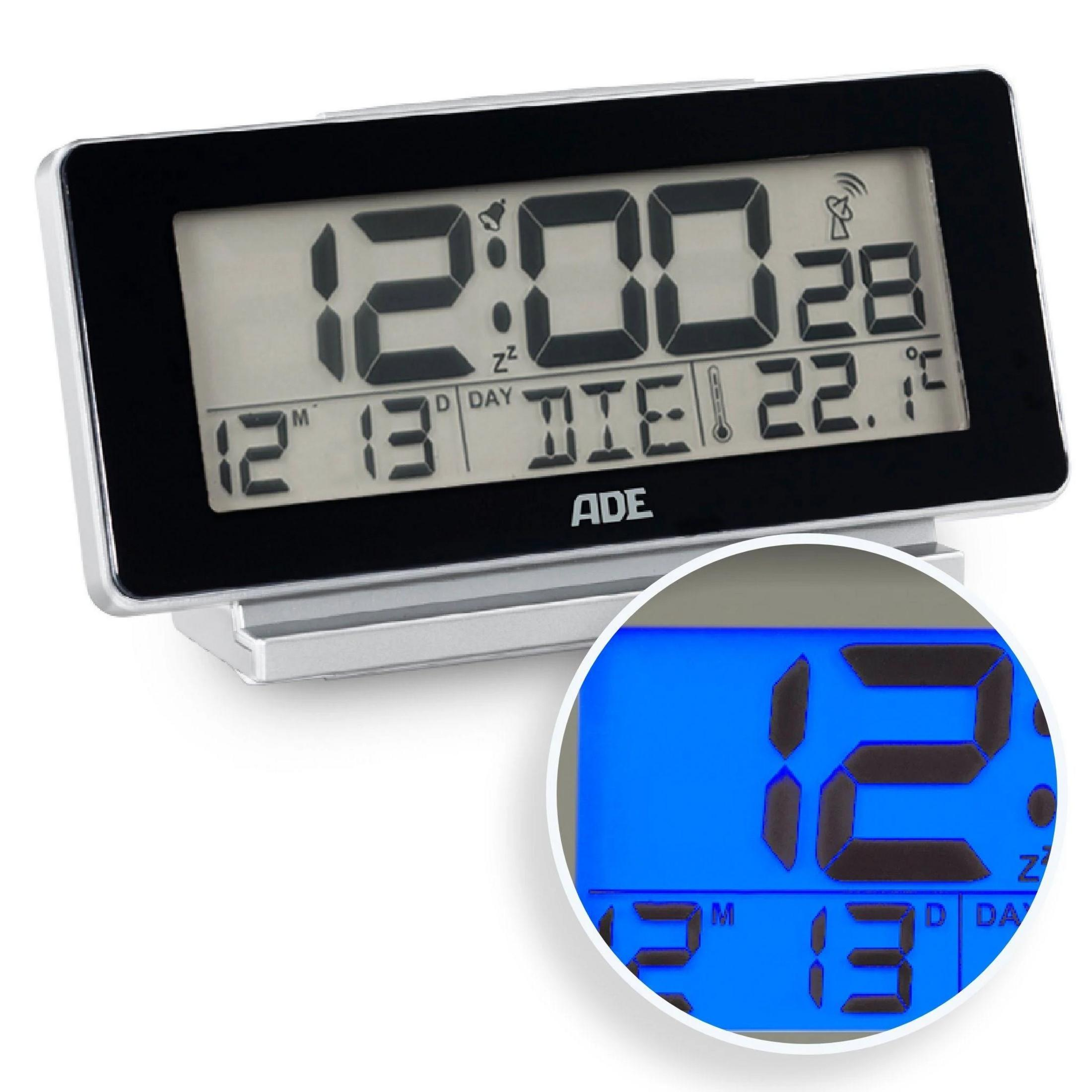 Digitaluhr zeigt 12:00 Uhr, Datum 28, Tag 13, Temperatur 22.1°C.