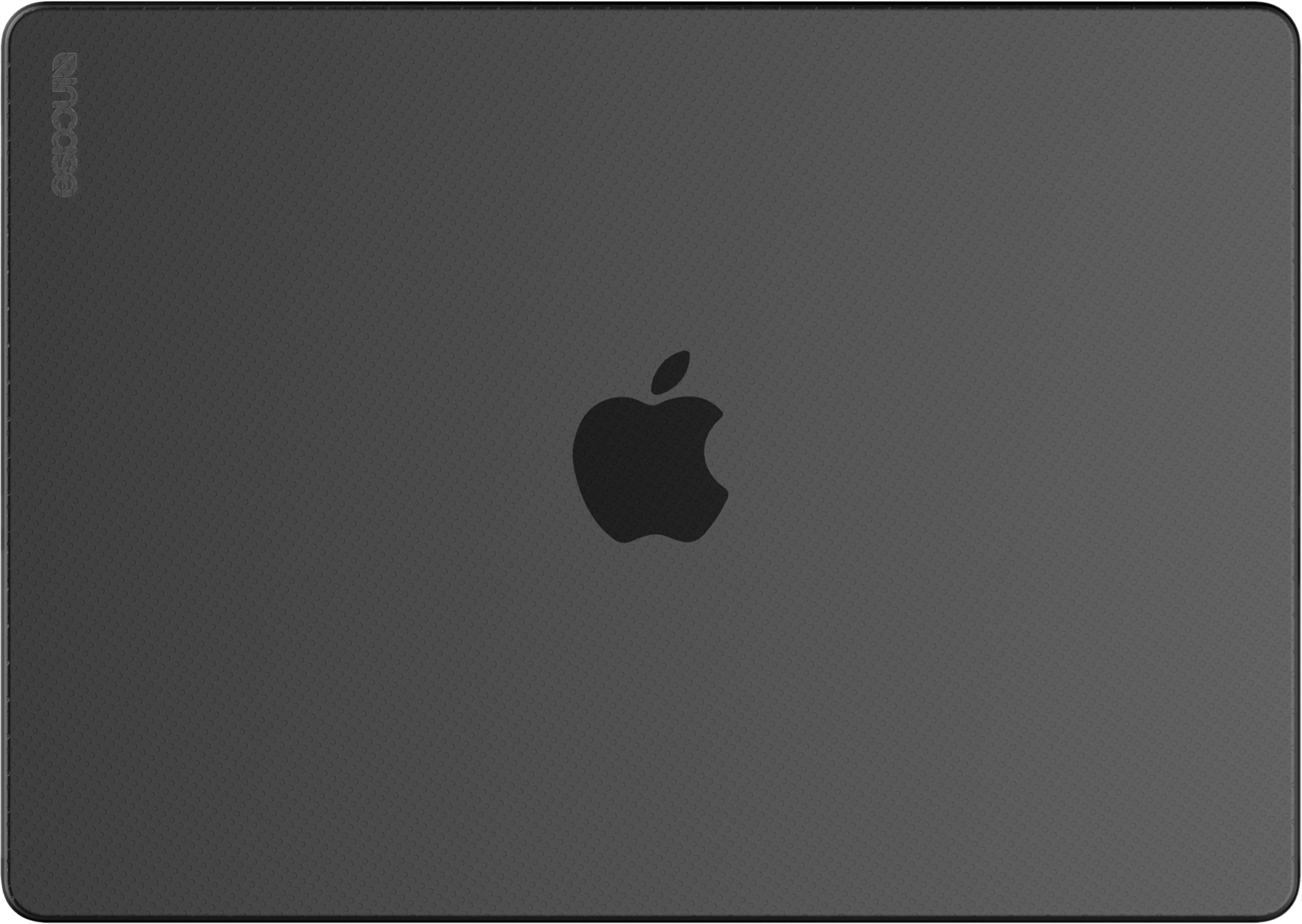 Dunkelgraue Laptoptasche mit Apple-Logo und Incase-Schriftzug.