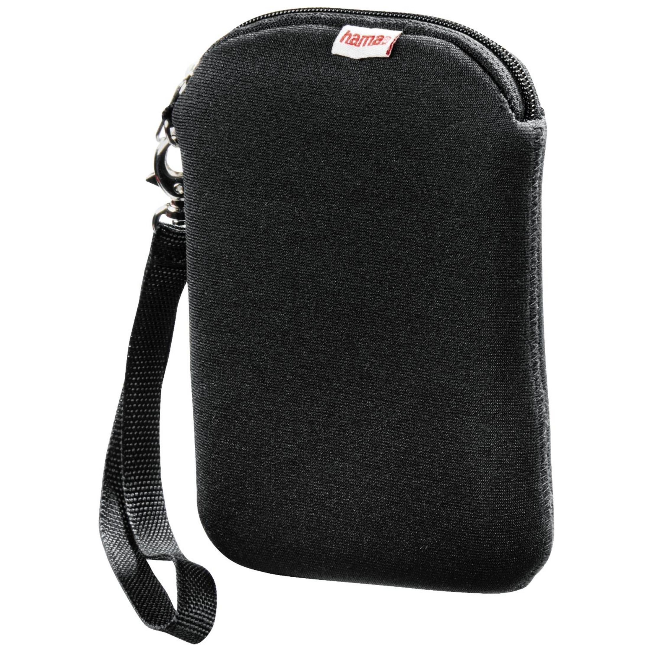Schwarze Hama-Tasche mit Reißverschluss und Handschlaufe.