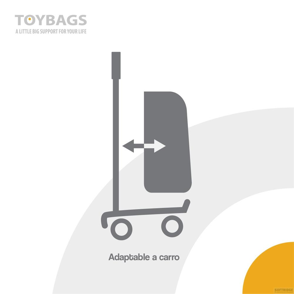 Icono gris de un cochecito con flechas que indican ajustabilidad.