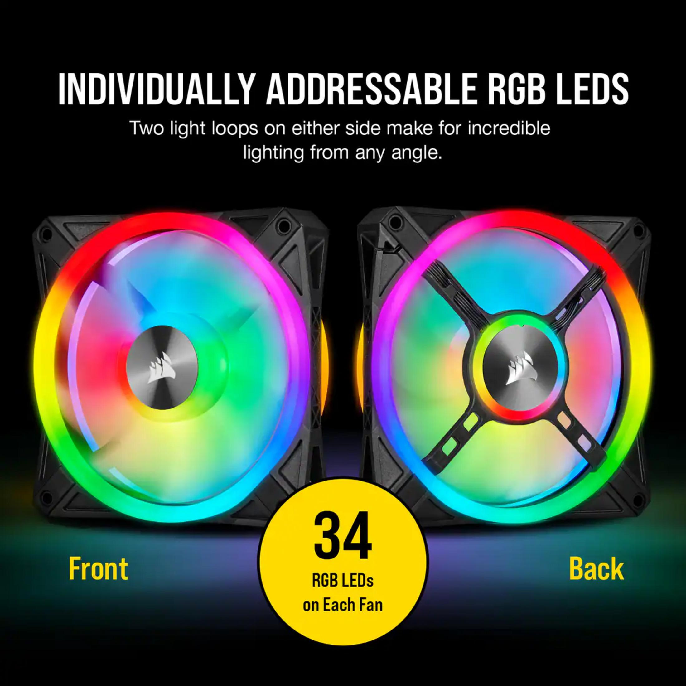 Due ventole RGB con 34 LED ciascuna, che illuminano fronte e retro.