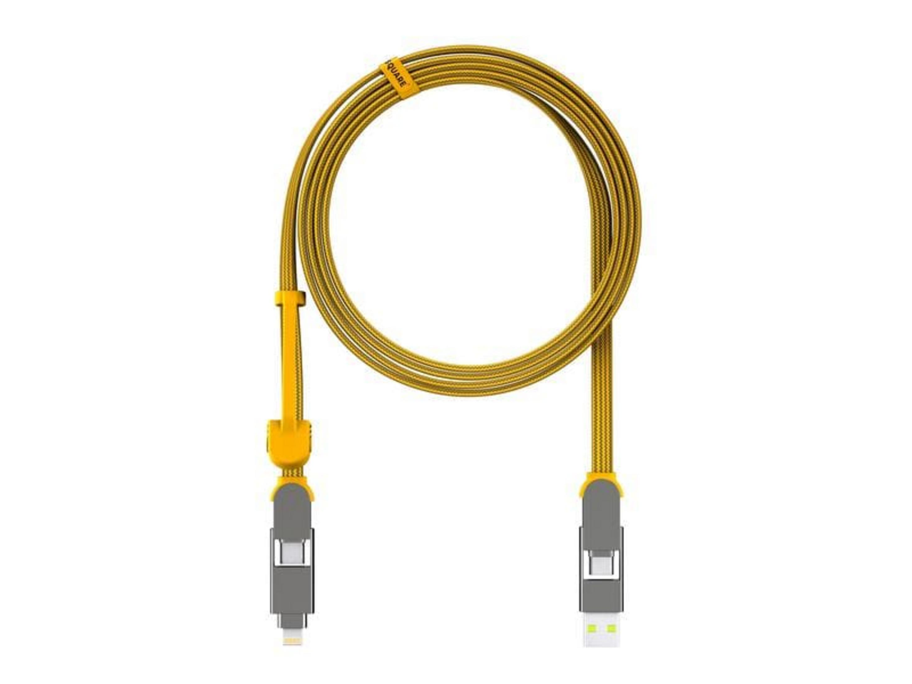 Ein gelbes Ladekabel mit USB-A und Lightning-Anschluss.
