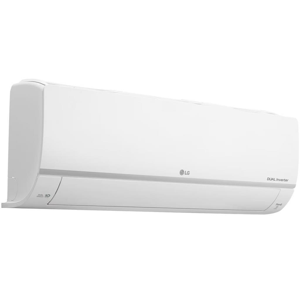Beyaz LG Dual Inverter klima iç ünite, havalandırma delikleriyle.