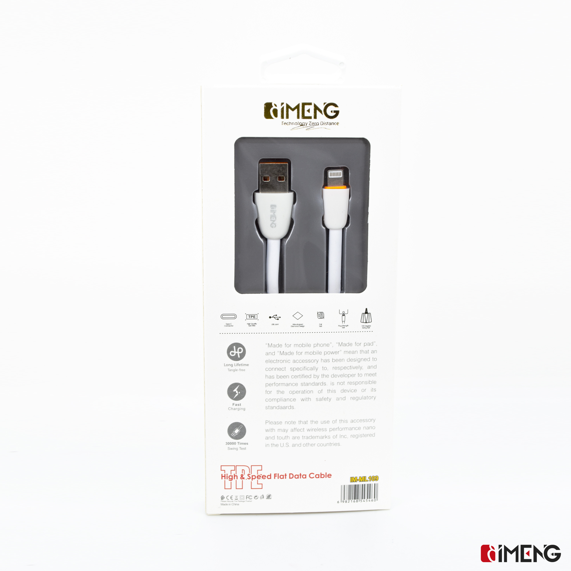 RIMENG beyaz USB-C - Lightning kablolu ambalaj.