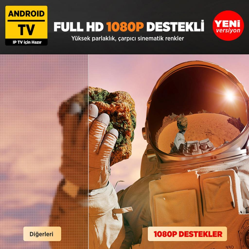 Mars'ta bir astronot kaya tutuyor. Android TV 1080p.