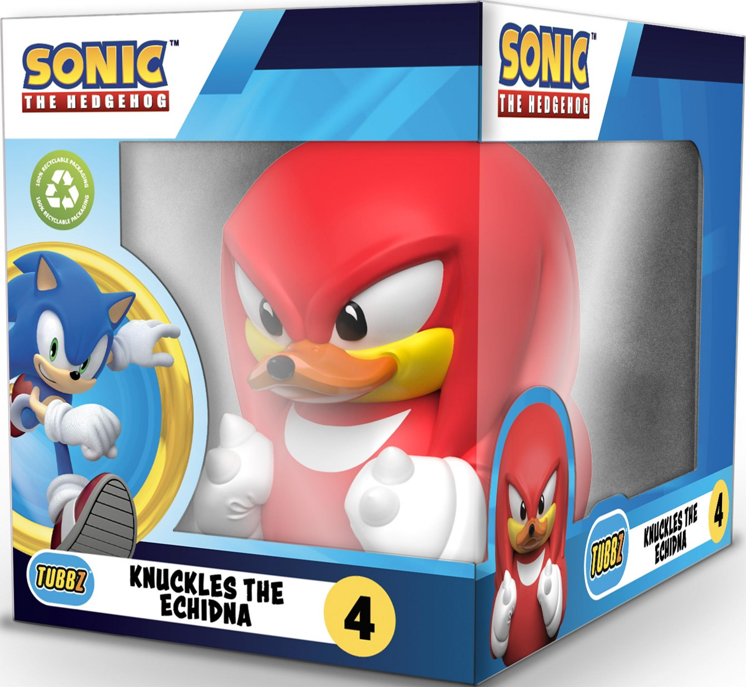 Sonic und Knuckles die Echidna in Tubbz-Verpackung. Sonic ist blau, Knuckles ist rot.